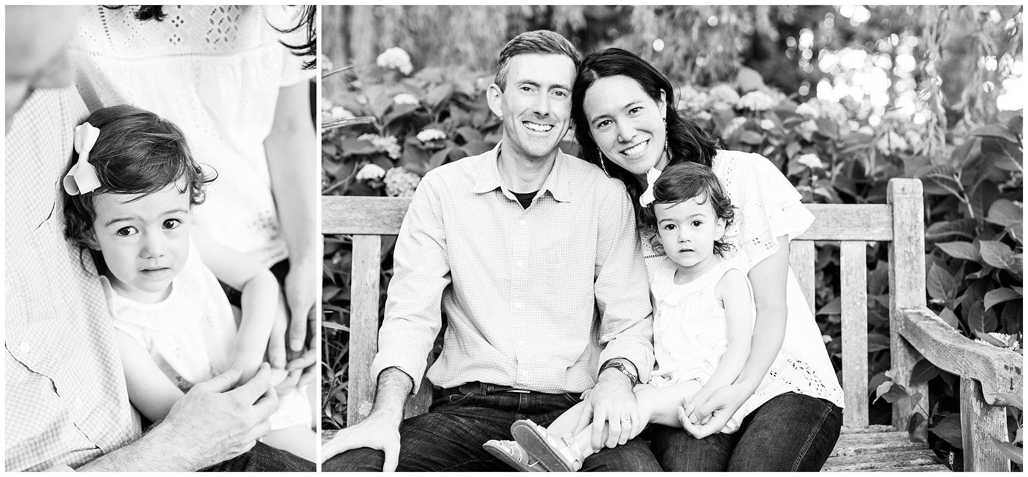 black and white, family of three, toddler