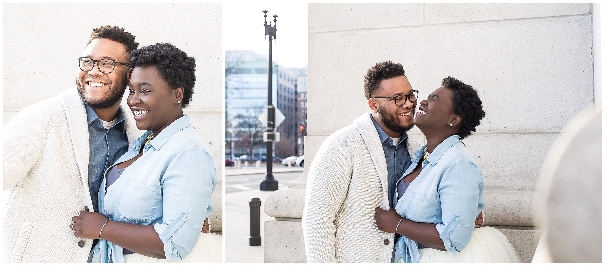 African American couple, engaged couple, engagement session, Union Station, D.C.
