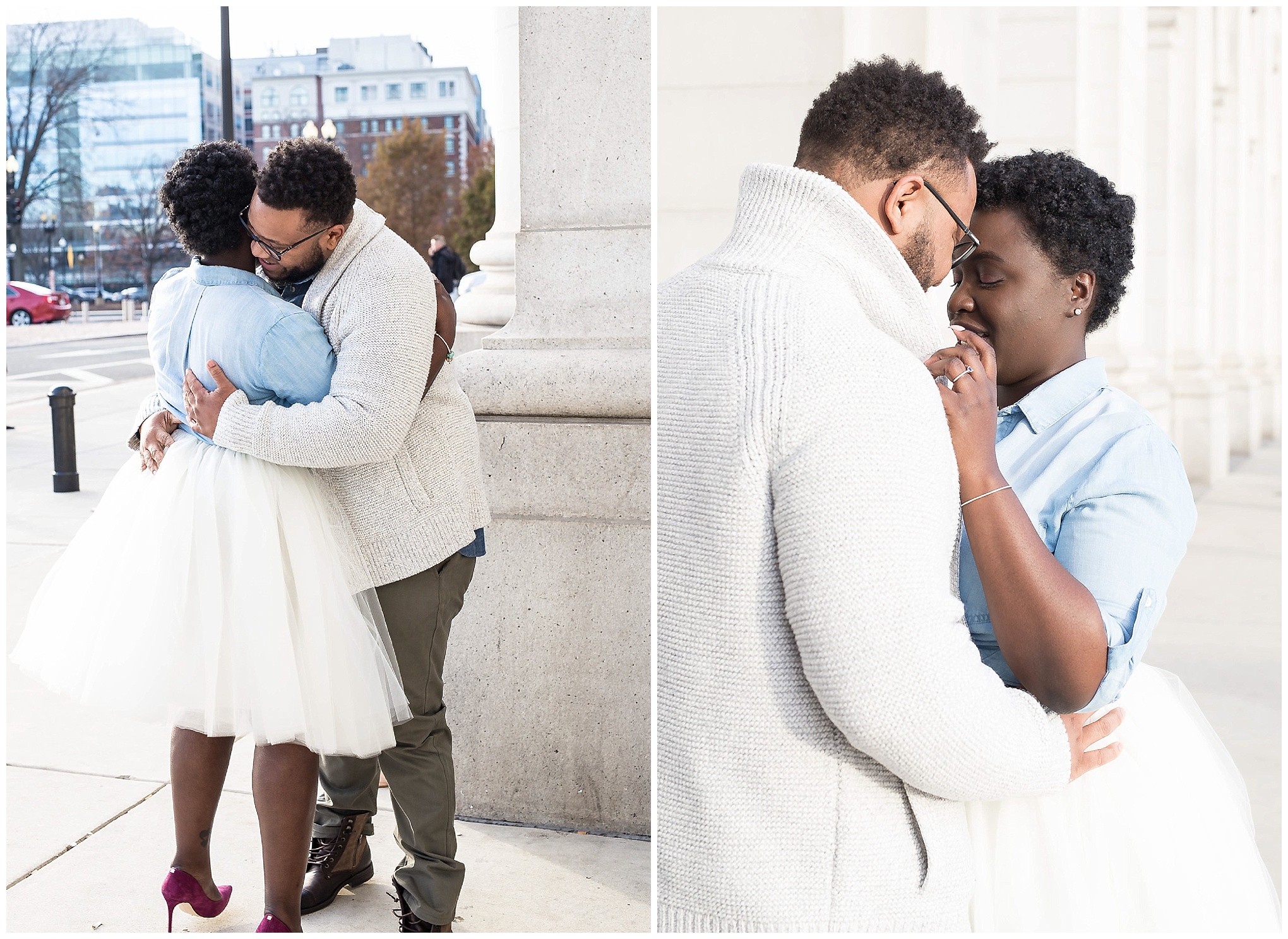 tulle skirt, African American couple, engaged couple, D.C., Union Station, J.C. Crew heels