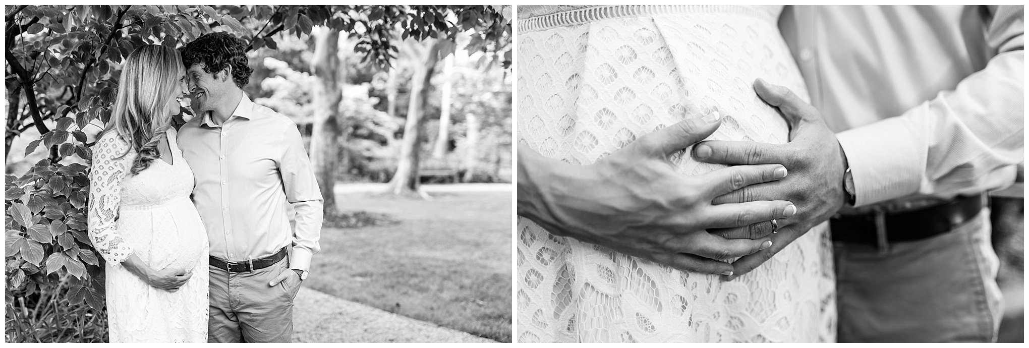Georgetown maternity photos, married couple, pregnant woman, garden, baby bump