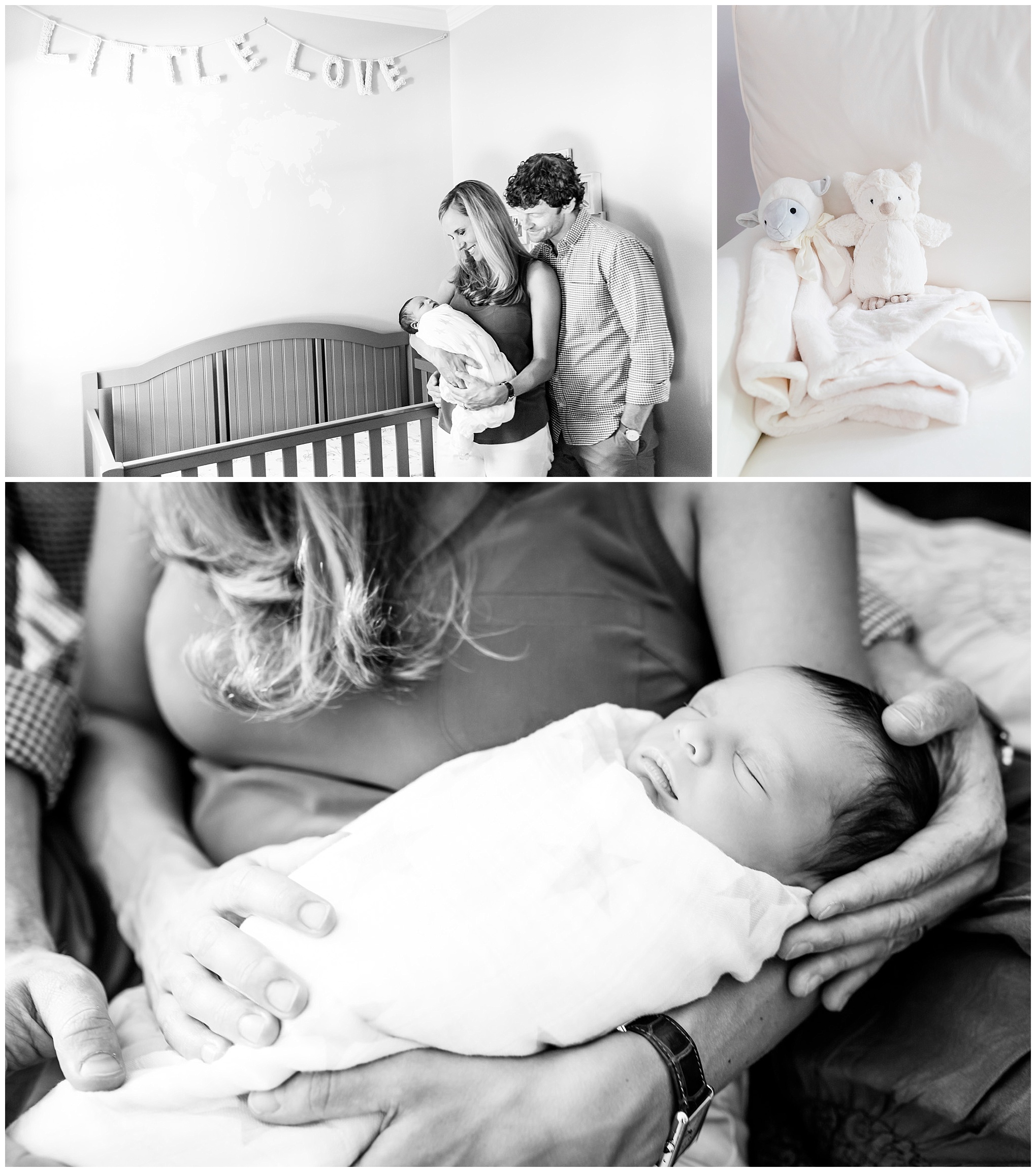 Georgetown newborn photos, baby nursery, world map, baby crib, family of three, newborn baby, baby boy, Georgetown, black and white
