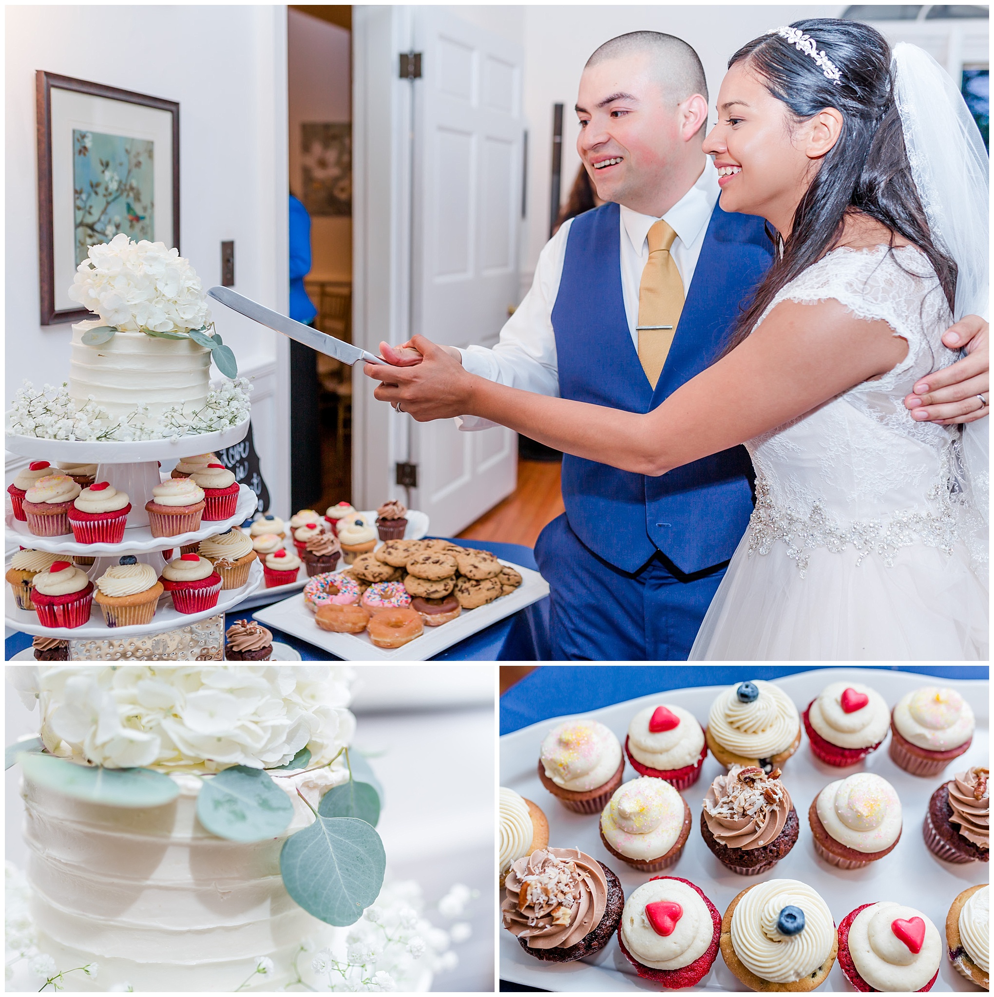 elegant Rust Manor House wedding, dessert table, cupcakes, Cupcakes Actually, wedding cake, alternative wedding desserts, cake cutting