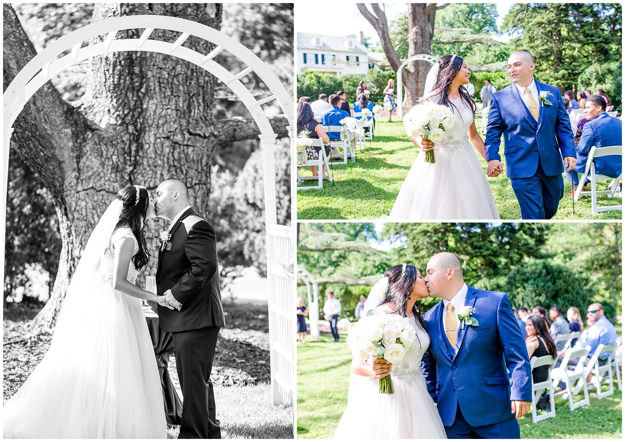 elegant Rust Manor House wedding, bride and groom, outdoor wedding ceremony, Leesburg wedding, the kiss, Stella York