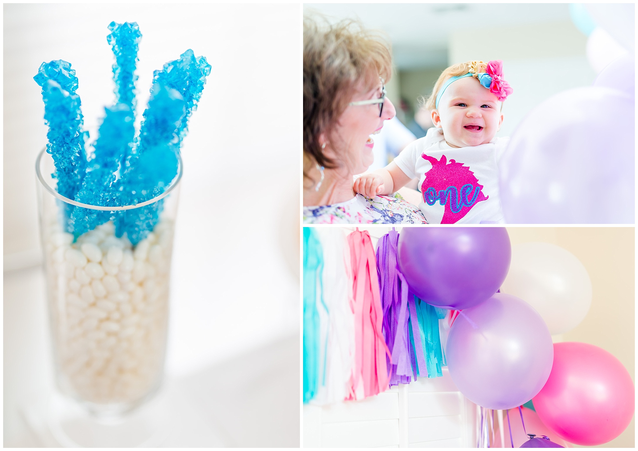 first birthday photos, dessert table, balloons, grandma, granddaughter
