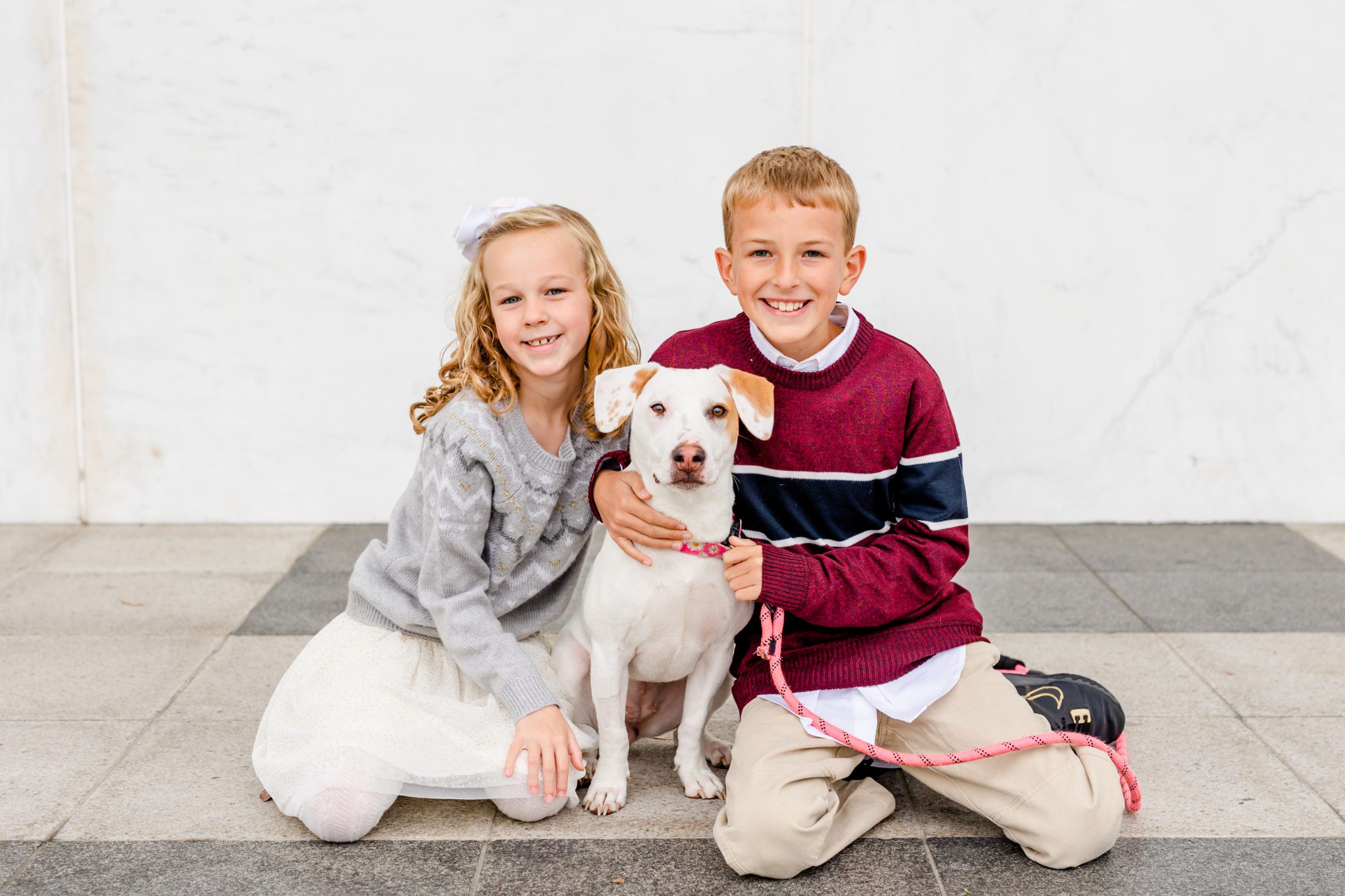 family photography session tips, family session tips, family photography tips, family photo shoot tips, ideas for family photos, Arlington Virginia photographer, family mini sessions, Rachel E.H. Photography, Washington D.C. photographer, white dog, blonde kids, kids smiling