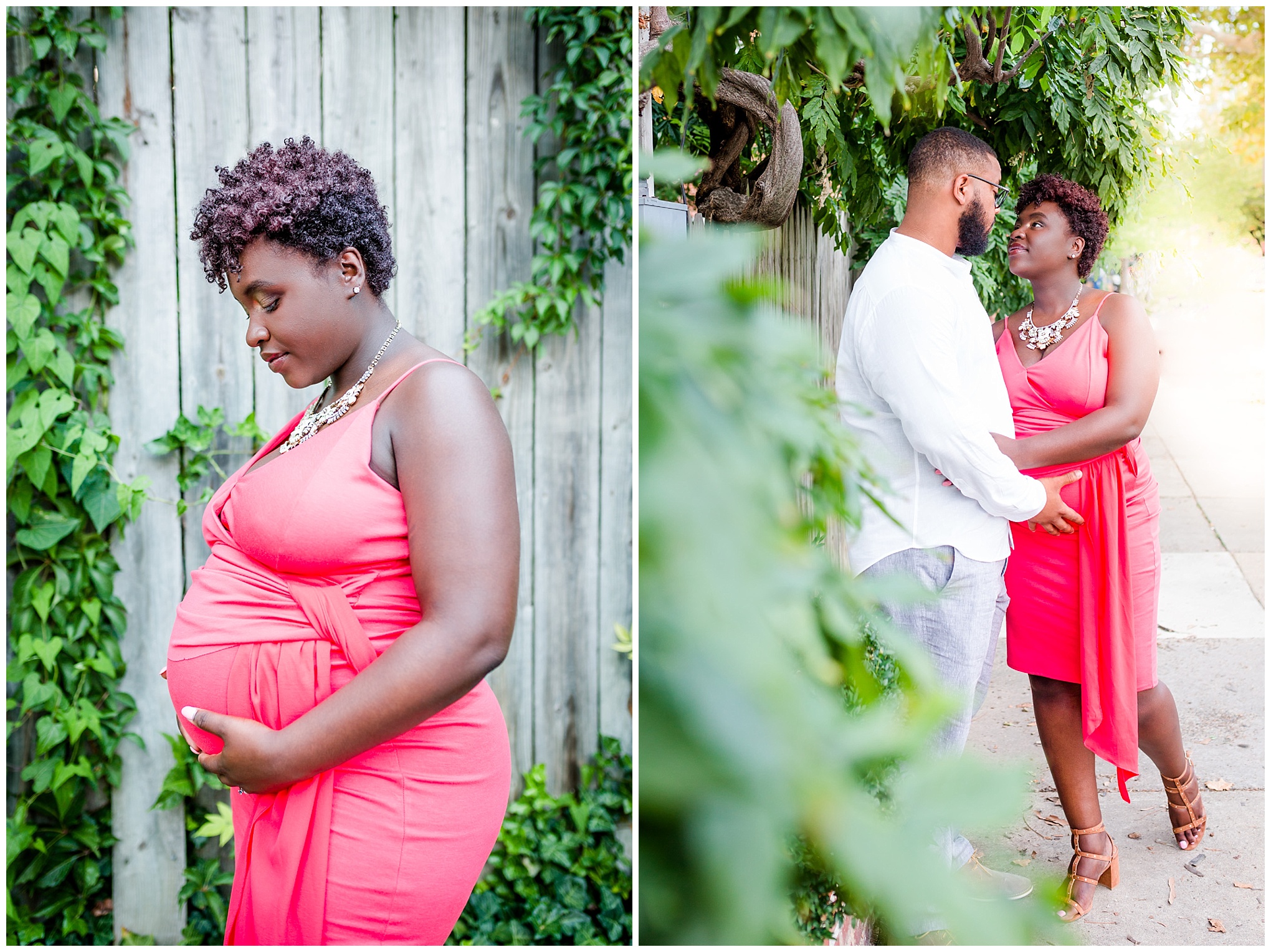 Wilkes Street Tunnel maternity photos, maternity style, coral dress, married couple, mom to be, dad to be, old town Alexandria, northern Virginia, maternity photographer, Alexandria maternity photographer, magic hour portraits, baby bump