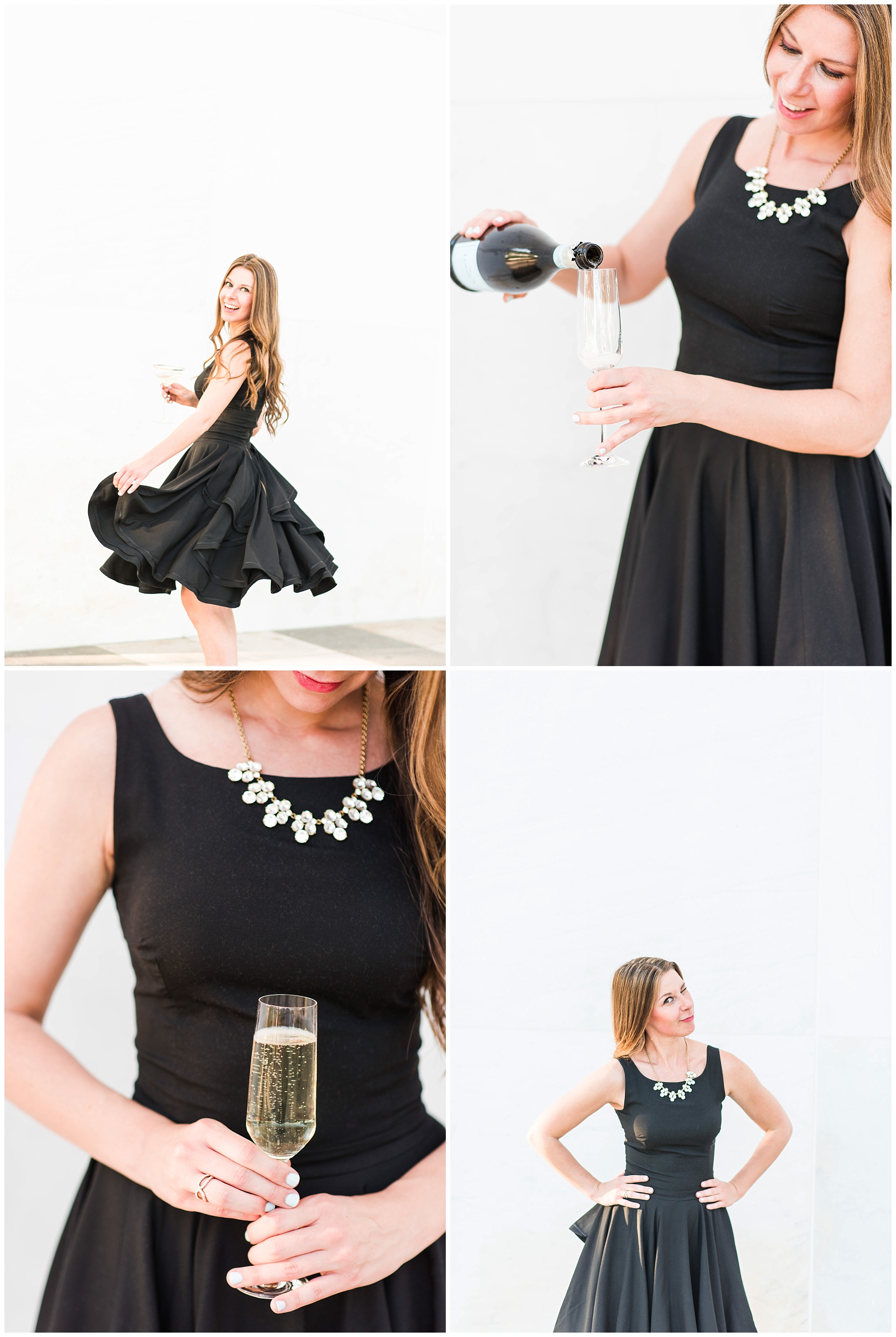 photography website launch, website launch, D.C. photographer, D.C. wedding photographer, D.C., headshots, branding session, J. Crew, The Kennedy Center, black dress, Rent The Runway, La Marca prosecco, prosecco, champagne flute, J.Crew, statement necklace