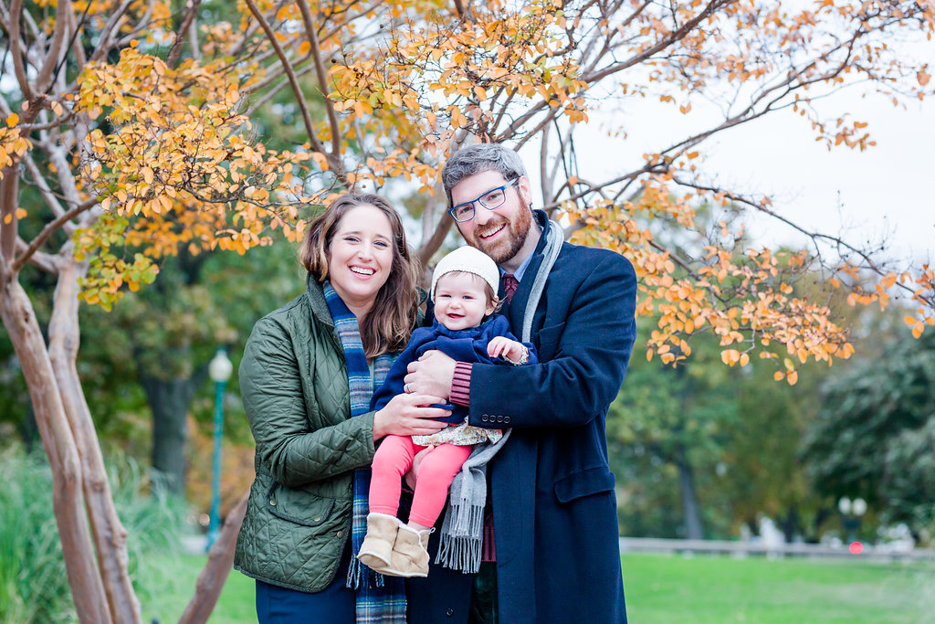 Thanksgiving weekend, Virginia Photographer, family of three, family photos, Virginia family photographer, Arlington, styled guide, winter coats, pea coat, one year old
