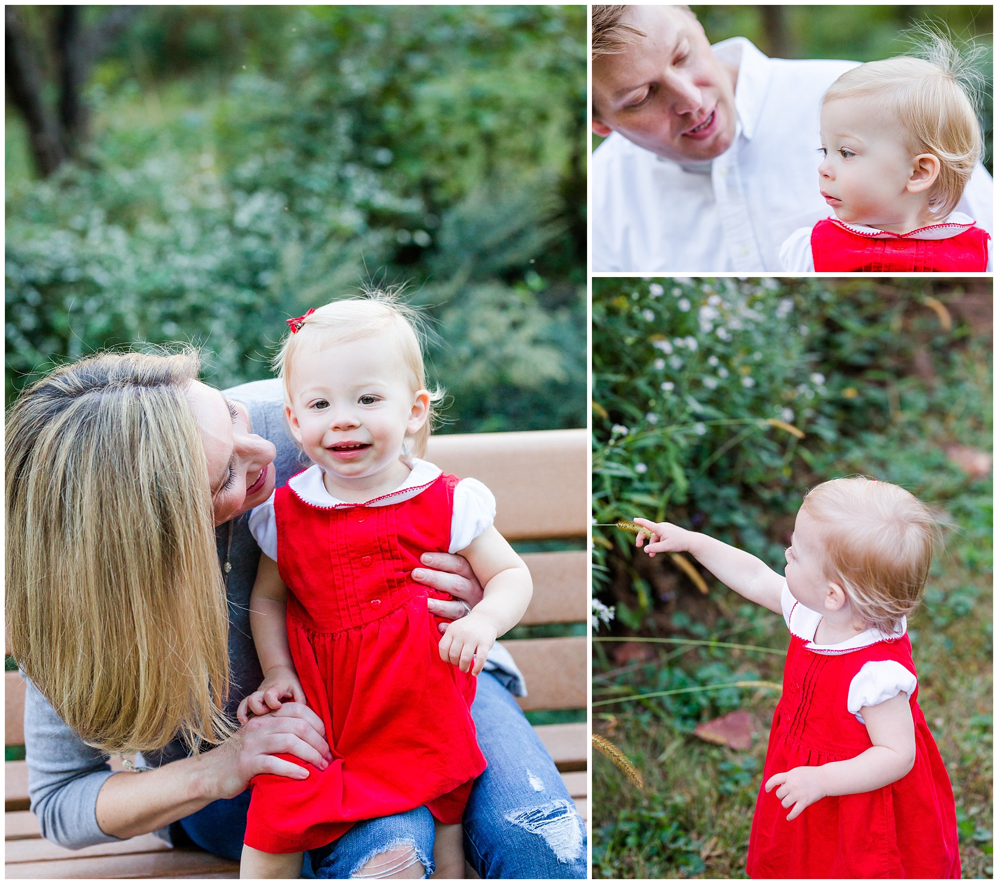 October family photos, family photos, family of three, toddler, baby girl, Arlington, northern Virginia, mother daughter, father daughter, red dress