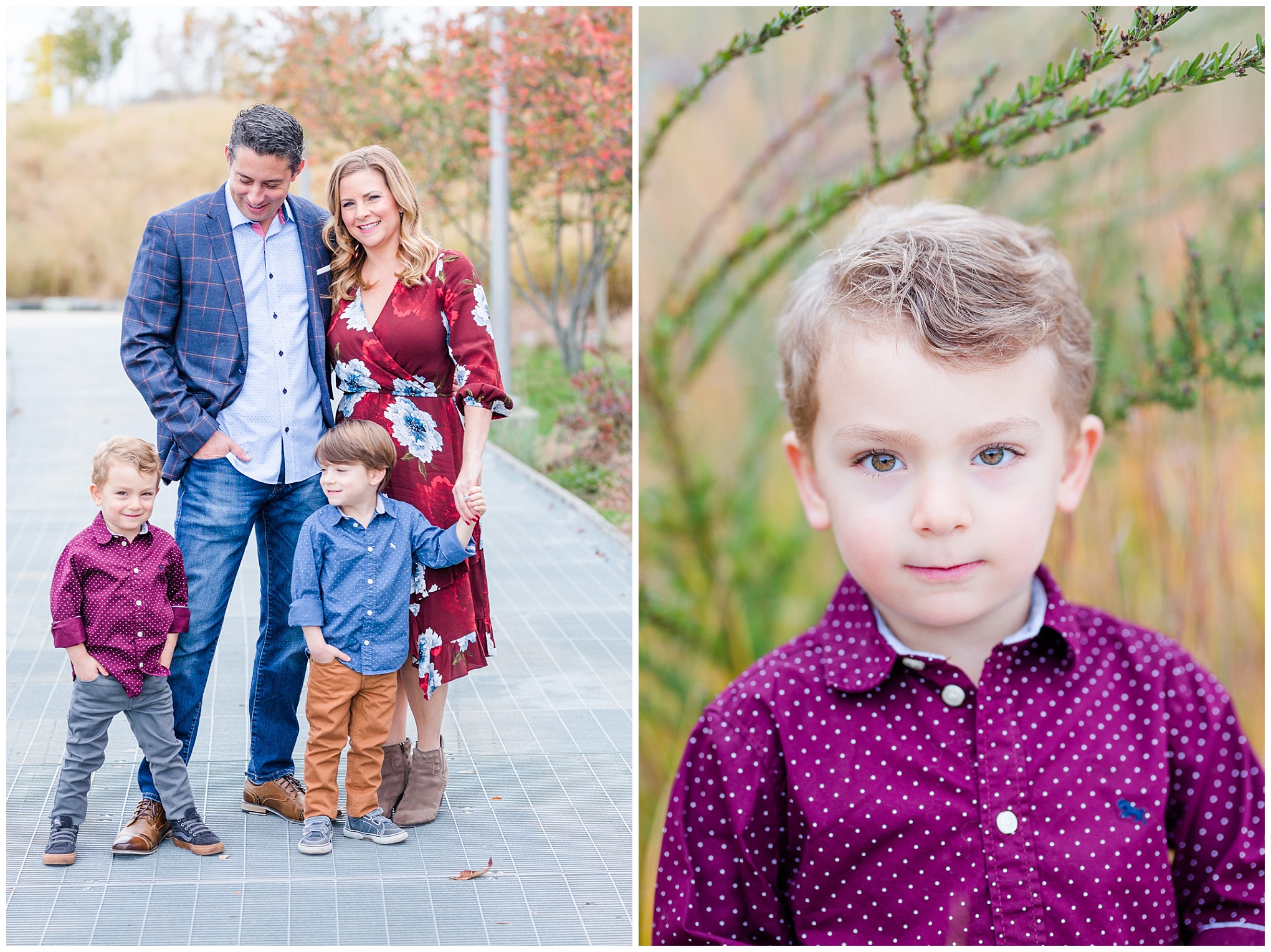autumn Arlington family photos, family photos, family of four, Arlington, Arlington photographer, photo shoot style guide, style guide, chambray shirt, twins, fraternal twins, twin boys, children's portraits