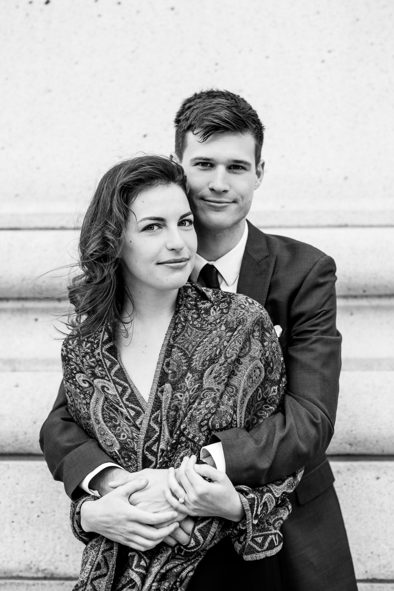 black and white engagement photos, black and white photography, black and white photos, engagement photos, black and white D.C., D.C. engagement photos, classic engagement photos, traditional engagement photos, engagement photos poses, classic architecture, D.C. architecture, Union Station D.C., Union Station, engaged couple, relationship goals, joyful couple, black and white sessions, Liv Tyler vibes