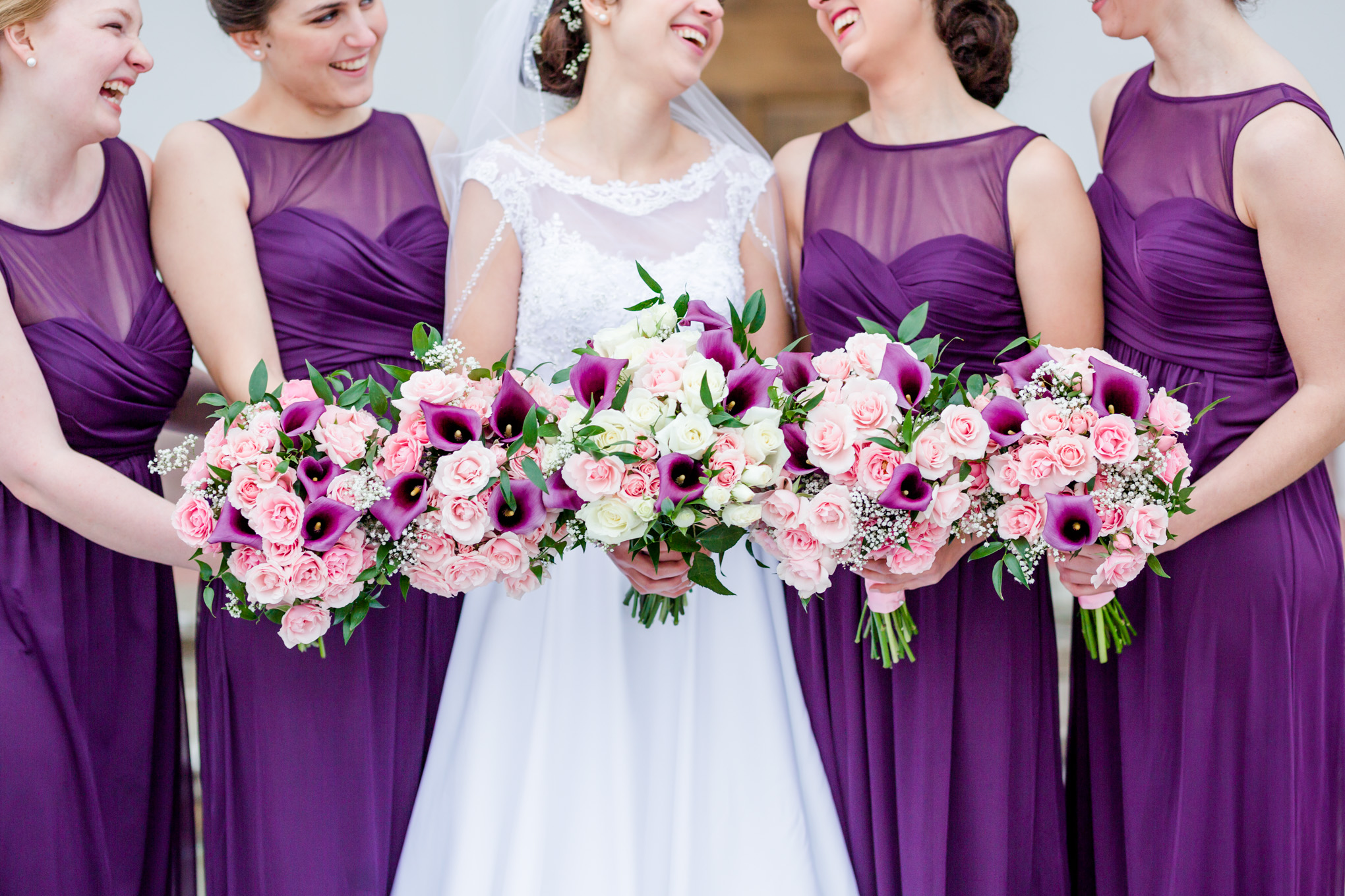 classic winter wedding in Maryland, winter wedding, classic winter wedding, classic wedding, elegant couple, purple aesthetic, church wedding, Maryland wedding, Rachel E.H. Photography, Maryland wedding photographer, natural light portraits, couple goals, relationship goals, classic wedding dress, winter white wedding, DC wedding photographer, Bell Flowers, winter bouquets, bridal party