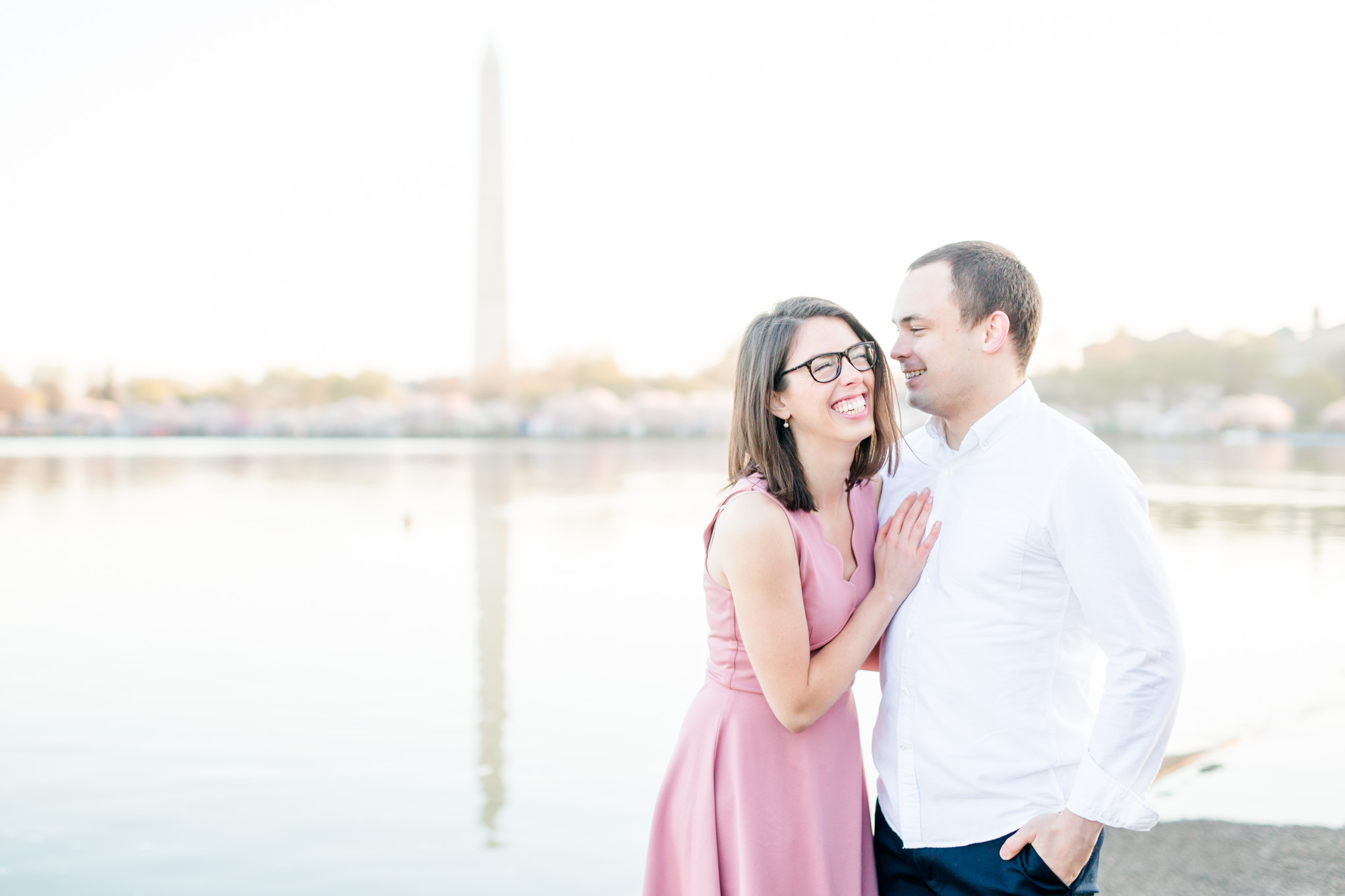 sunny cherry blossoms engagement session, Washington, D.C. engagement photos, Washington D.C. engagement photos, sunrrise engagement photos, cherry blossom engagement photos, D.C. cherry bloossoms, D.C. cherry blossoms photos, cherry blossom photos, cherry blossoms portrraits, sunny engagement photos, classic engagement photos, Rachel E.H. Photography, engagement session style, tidal basin