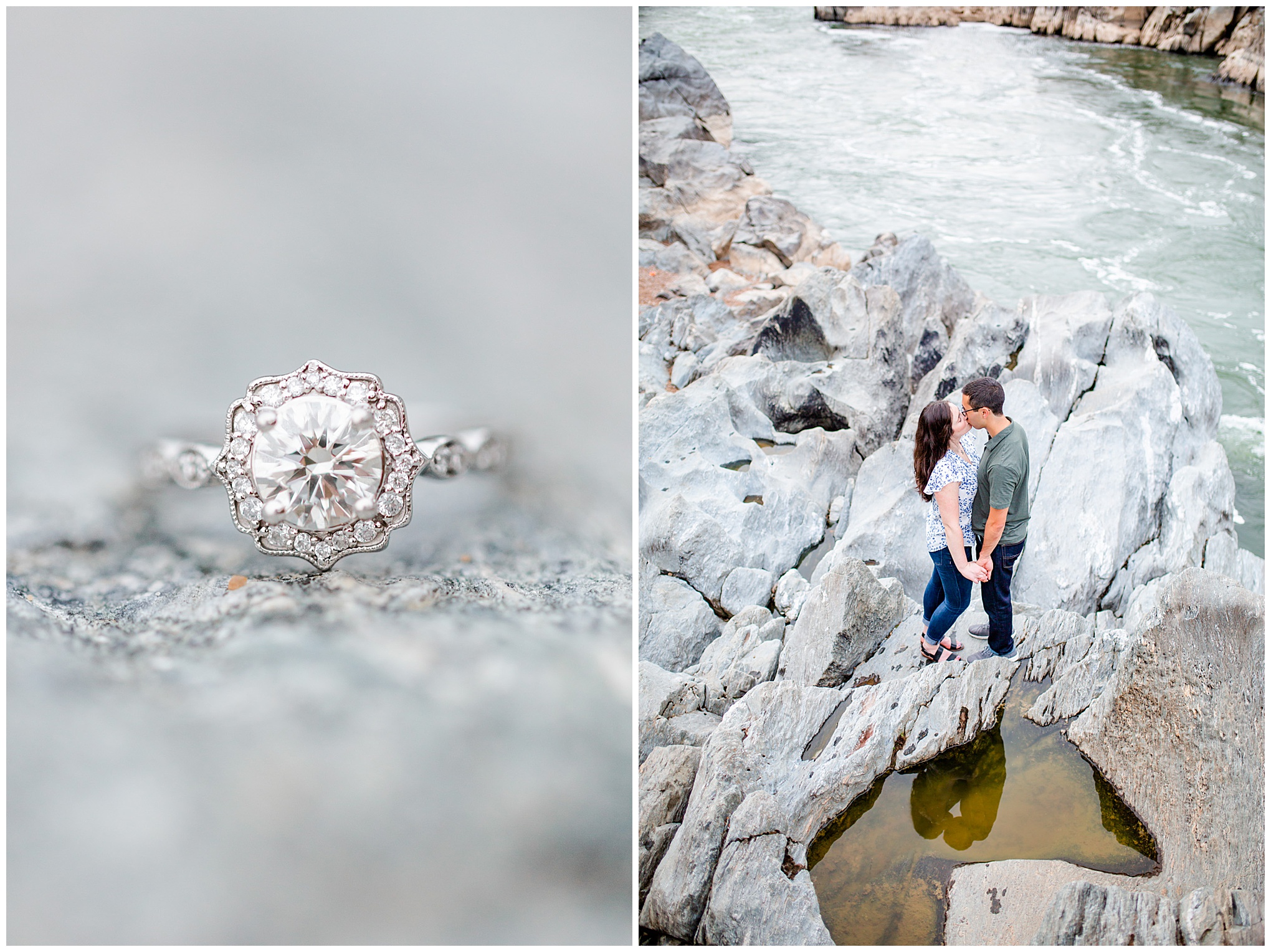 Great Falls Park engagement photos, Great Falls Park, Great Falls Virginia, national park, Great Falls, Great Falls engagement photos, Virginia engagement photos, Virginia engagement photographer, Rachel E.H. Photography, engaged couple, engagement session style, outdoorsy engagement photos, hiking engagement photos, couple standing on rocks