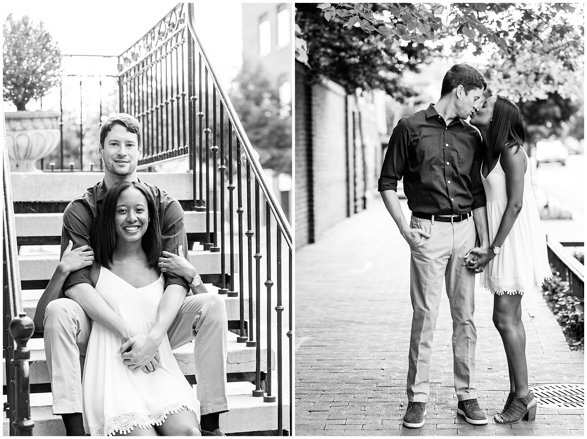 spring Georgetown engagement photos, Georgetown DC. engagement photos, Georgetown engagement photos, D.C. engagement photos, spring engagement photos, Georgetown University engagement photos, Georgetown University, spring portraits, engagement portrraits, engagement session style, summer engagement photos, Rachel E.H. Photography, black and white engagement photos