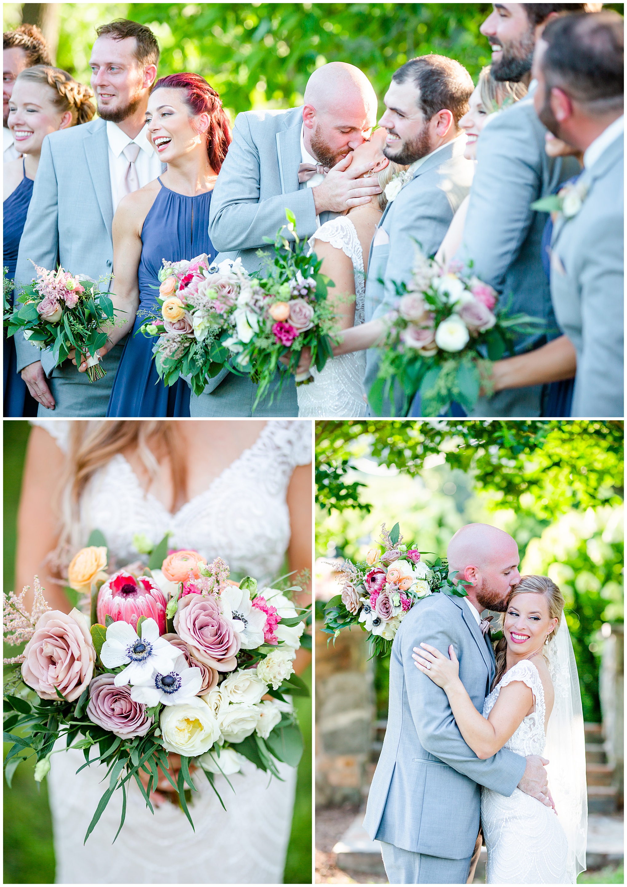 romantic Bluemont Vineyard wedding, Bluemont Vineyard, romantic wedding colors, Loudoun County wedding, Loudoun County wedding photographer, Loudoun County wedding venues, non-denominational wedding ceremony, Rachel E.H. Photography, Virginia wedding, rural wedding, rustic wedding, romantic wedding, romantic aesthetic, outdoor wedding, Bend in the River Farms bridal bouquet, newlywed portraits