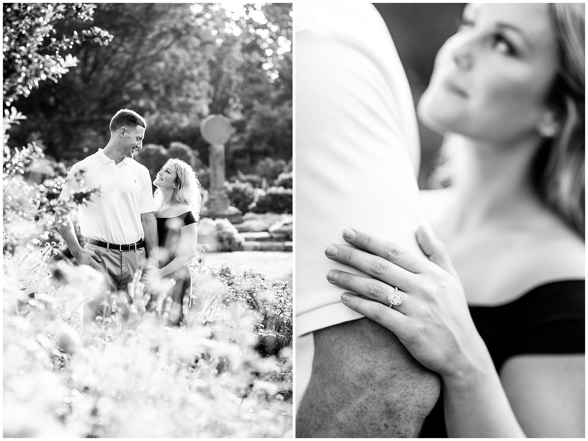 National Cathedral engagement photos, National Cathedral, D.C. engagement photos, classic engagement portraits, Washington National Cathedral, natural light engagement photos, D.C. engagement photographer, Rachel E.H. Photography, sunrise engagement photos, couple laughing in garden, black and white engagement photos