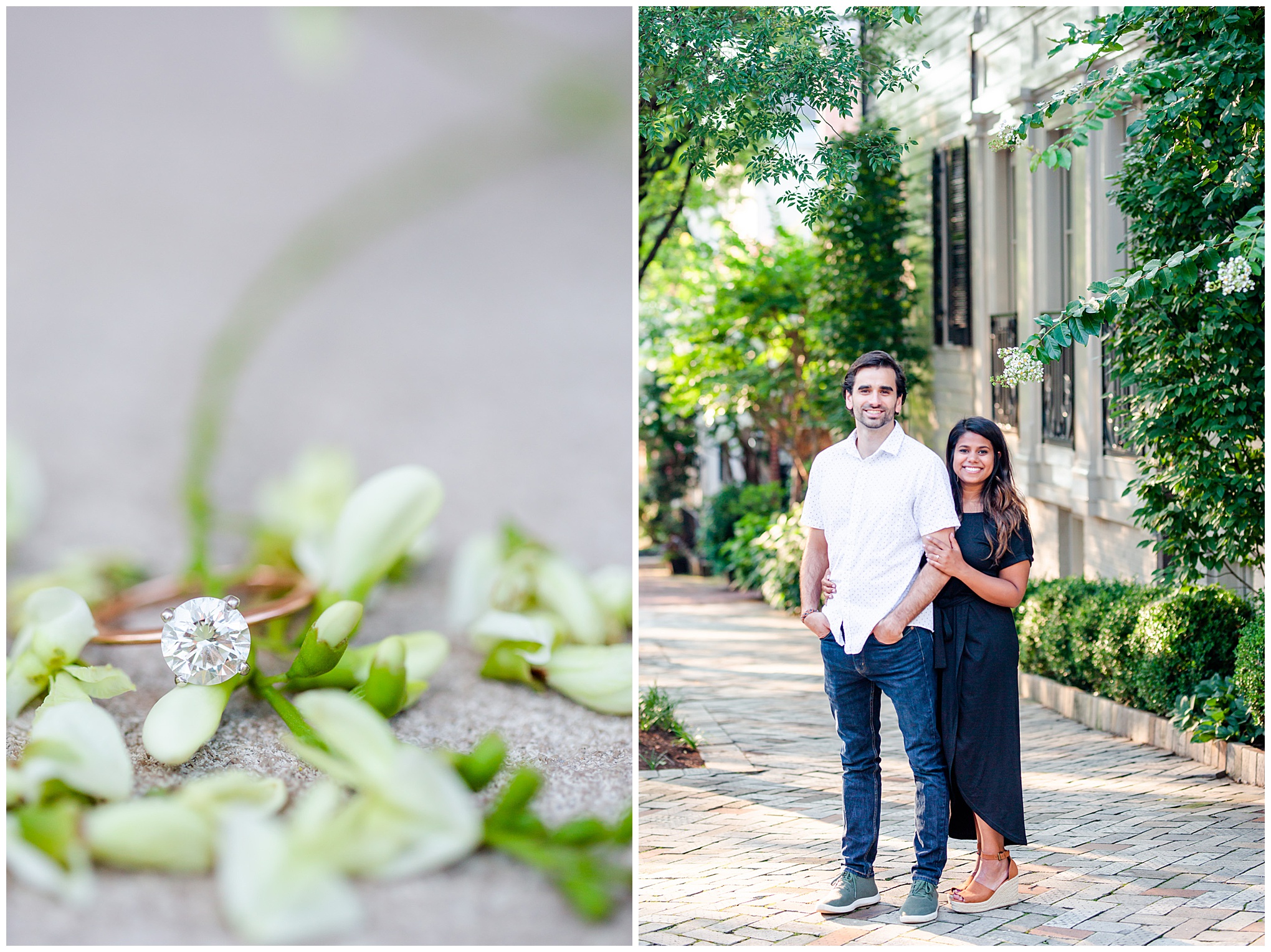 Old Town Alexandria engagement photos, Alexandria engagement photos, Old Town Alexandria photos, Old Town Alexandria, Alexandria engagement photos, Alexandria Virginia, classic engagement photos, historic town engagement photos, engagement photos, Rachel E.H. Photography, rose gold and diamond engagement ring