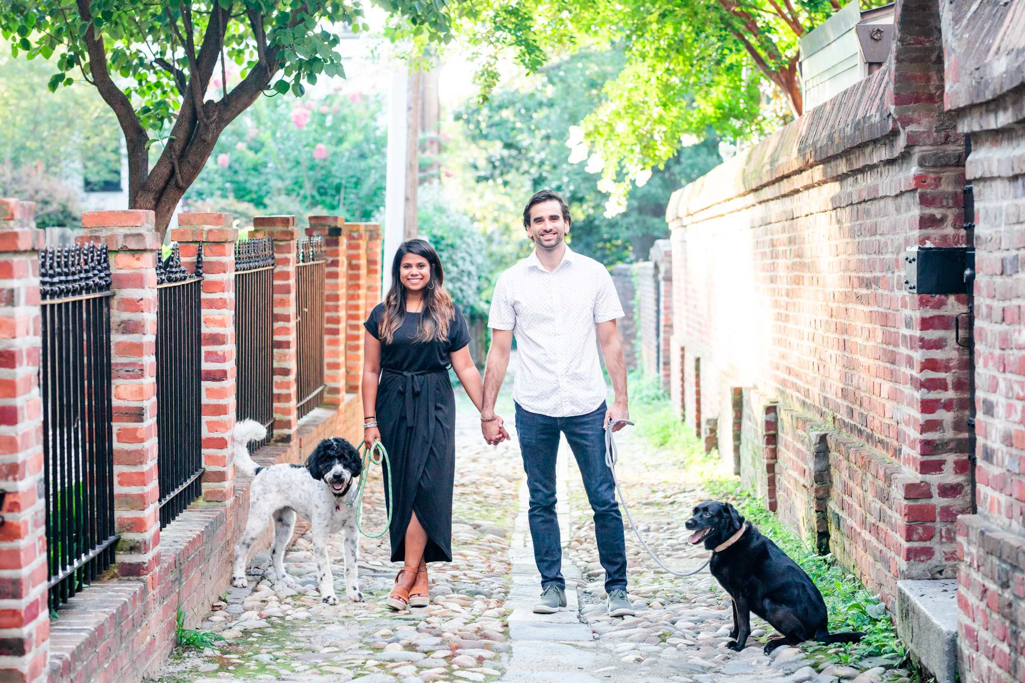 Old Town Alexandria engagement photos, Alexandria engagement photos, Old Town Alexandria photos, Old Town Alexandria, Alexandria engagement photos, Alexandria Virginia, classic engagement photos, historic town engagement photos, engagement photos, Rachel E.H. Photography, couple with dogs