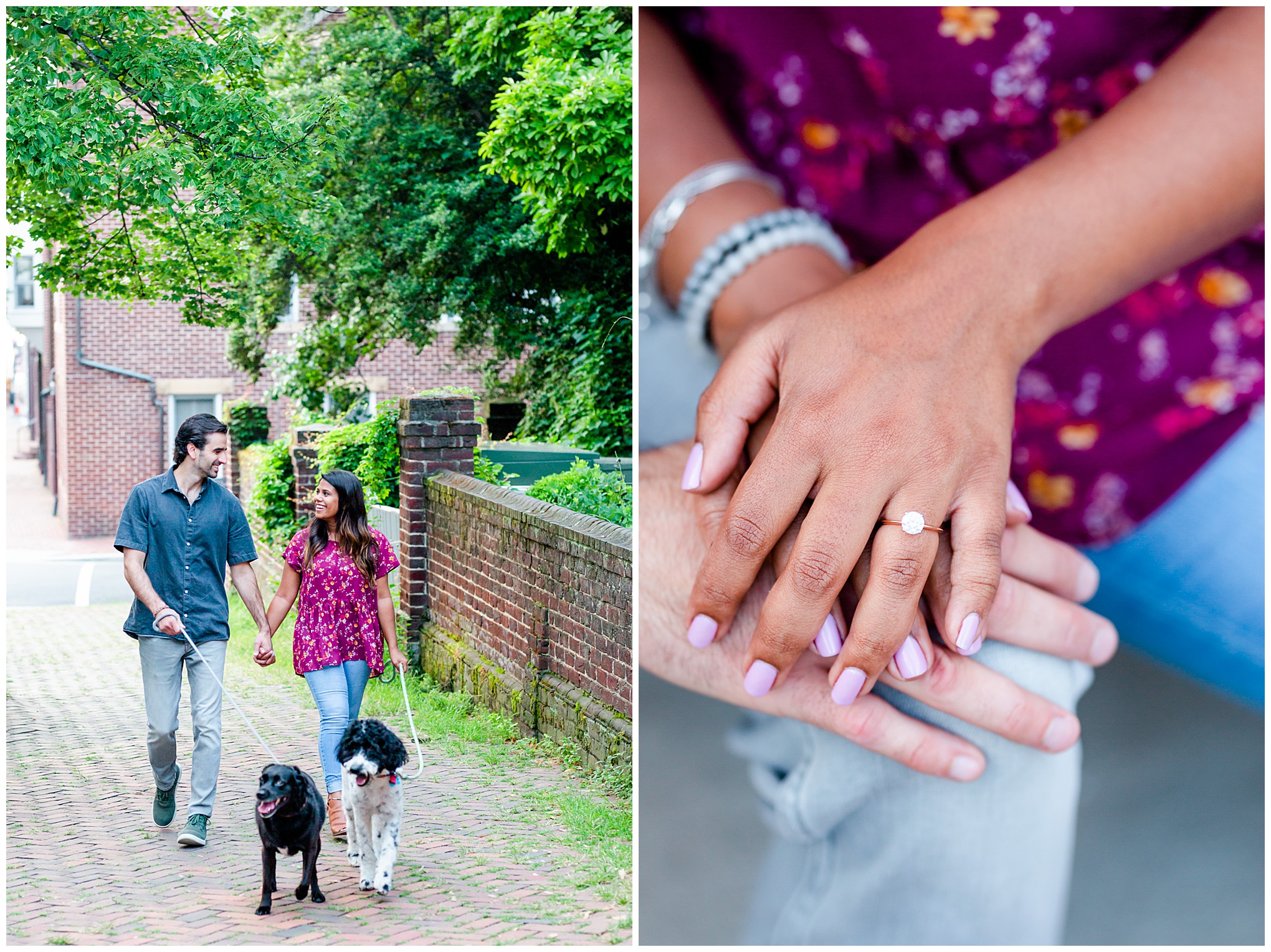 Old Town Alexandria engagement photos, Alexandria engagement photos, Old Town Alexandria photos, Old Town Alexandria, Alexandria engagement photos, Alexandria Virginia, classic engagement photos, historic town engagement photos, engagement photos, Rachel E.H. Photography, couple walking dogs