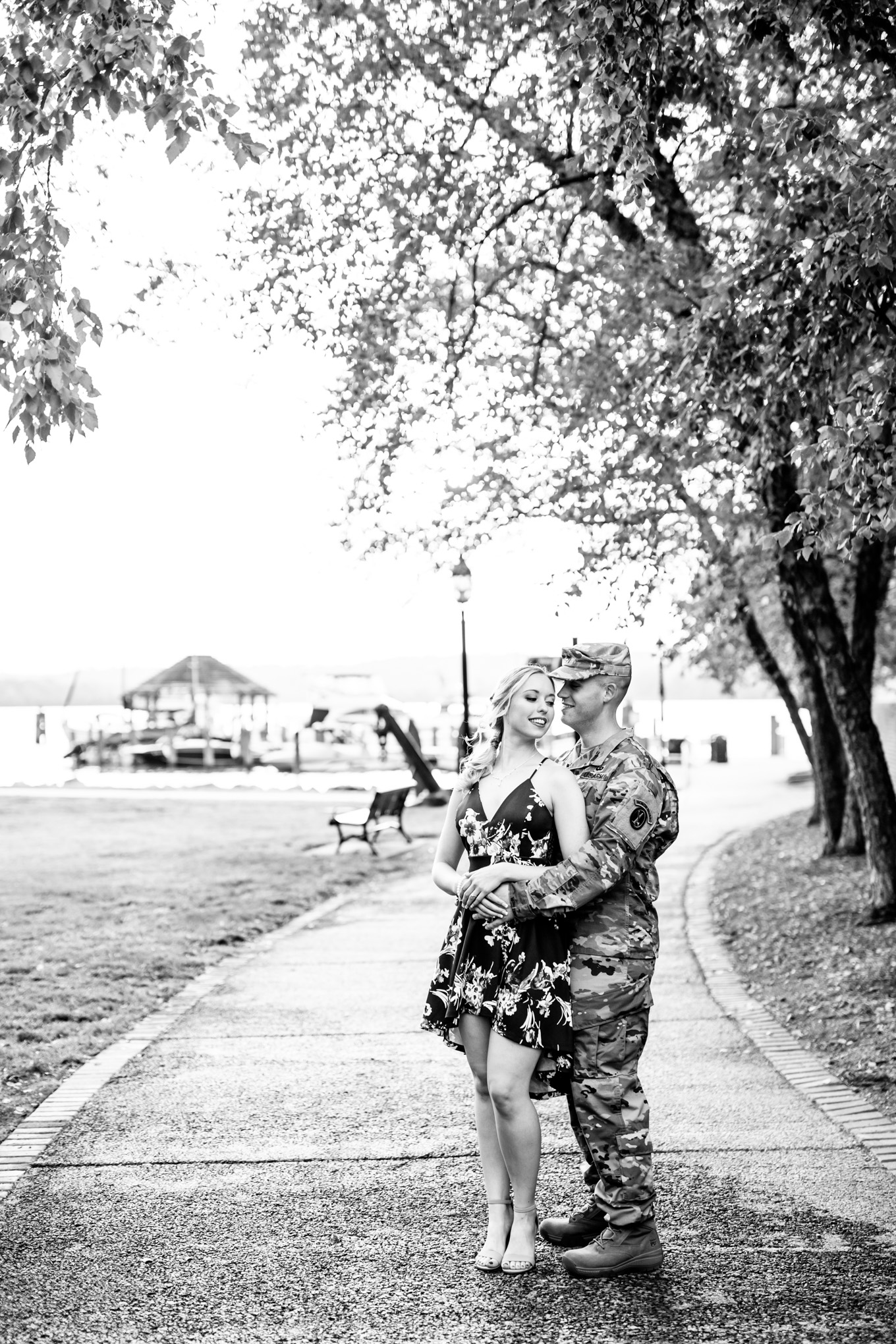 sunrise Old Town Alexandria engagement photos, Alexandria Virginia photographer, D.C. engagement photographer, D.C. wedding photographer, D.C. wedding photography, Old Town Alexandria, Alexandria engagement photos, natural light engagement photos, engagement photos ideas, summer engagement photos, engagement session outfits, classic engagement photos, black and white portrait, couple snuggling