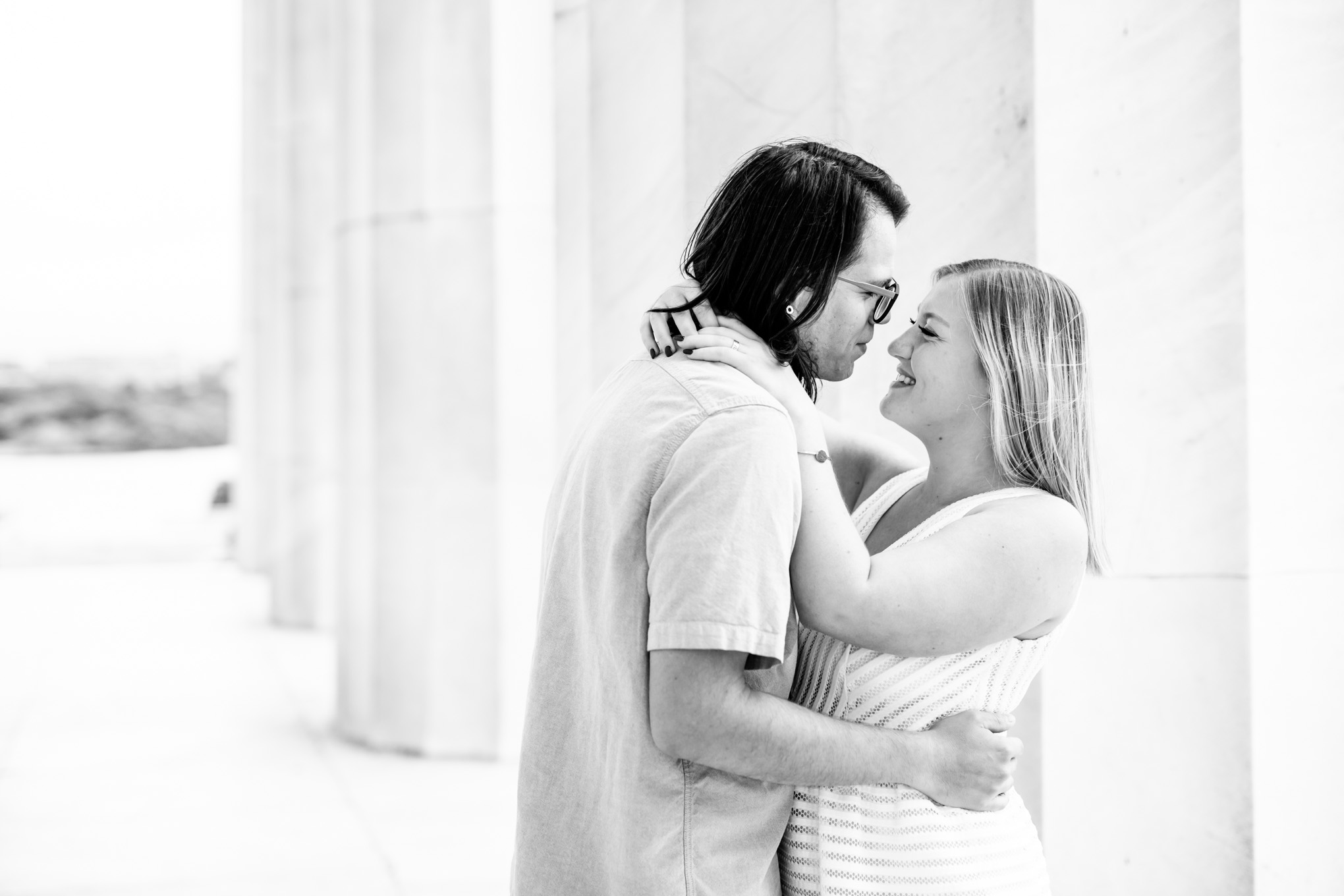 Lincoln Memorial suprise proposal, National Mall proposal, reflecting pool, Lincoln Memorial portraits, National Mall portraits, engagement photos, proposal portraits, surprise proposal photos, Rachel E.H. Photography, D.C. portraits, Virginia wedding photographer, Maryland wedding photographer, Baltimore wedding photographer, D.C. wedding photographer, black and white portraits