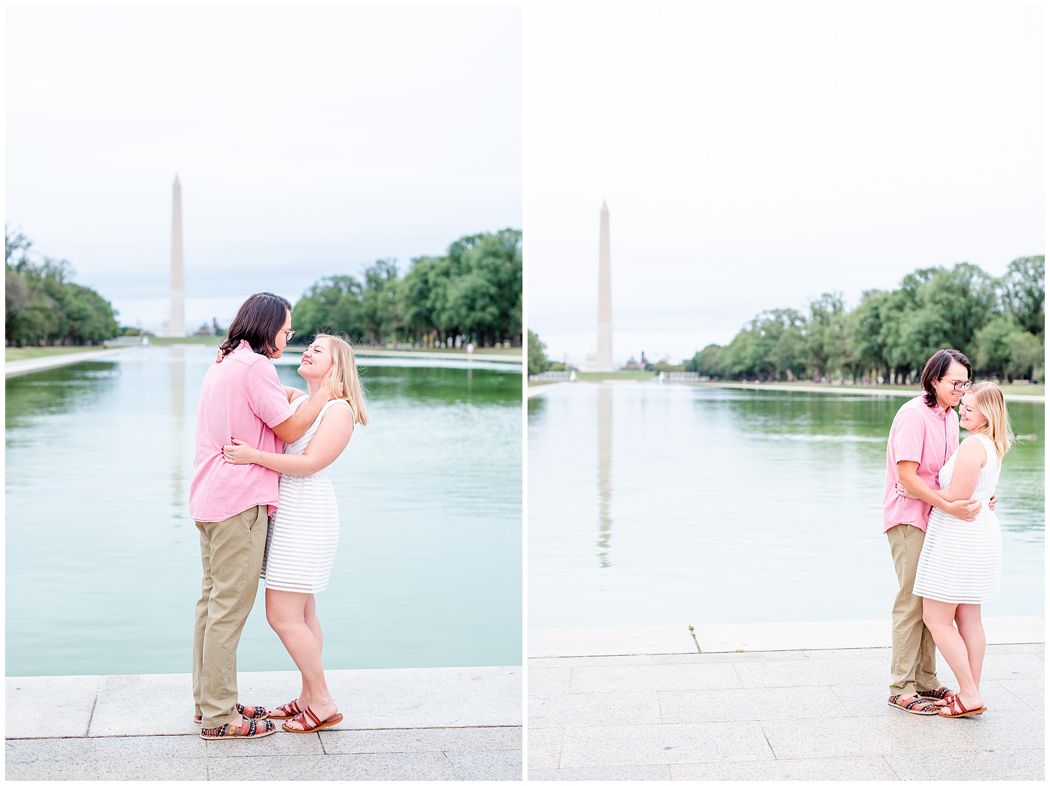 Lincoln Memorial suprise proposal, National Mall proposal, reflecting pool, Lincoln Memorial portraits, National Mall portraits, engagement photos, proposal portraits, surprise proposal photos, Rachel E.H. Photography, D.C. portraits, Virginia wedding photographer, Maryland wedding photographer, Baltimore wedding photographer, D.C. wedding photographer, pink and white aesthetic