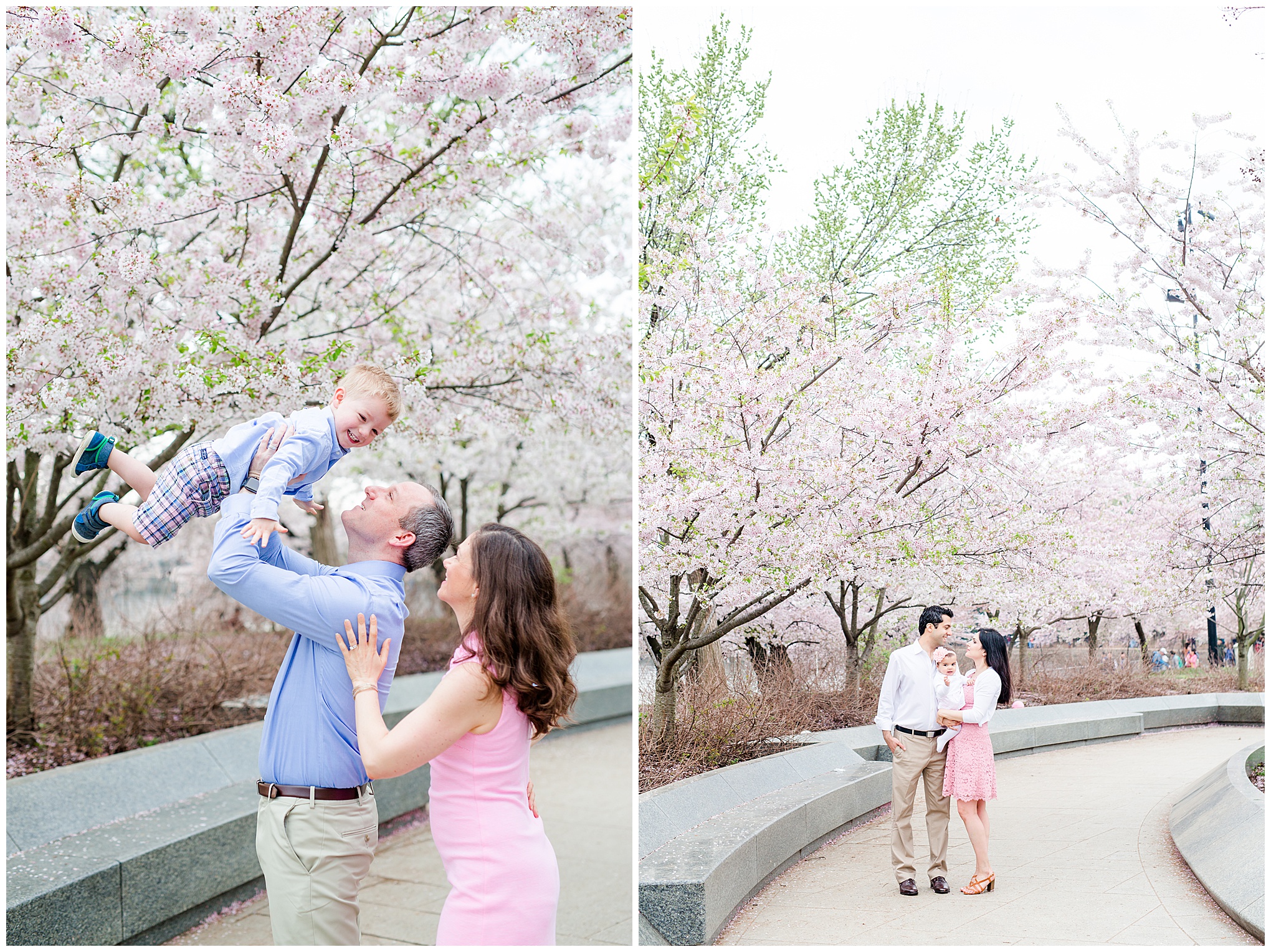 cherry blossoms photo shooot outfit ideas, D.C. cherry blossoms photographer, D.C. cherry blossoms, D.C. tidal basin, D.C. photographer, D.C. engagement photographer, D.C. wedding photographer, Rachel E.H. Photography, spring portraits, photo shoot outfits, spring outfits, family of three