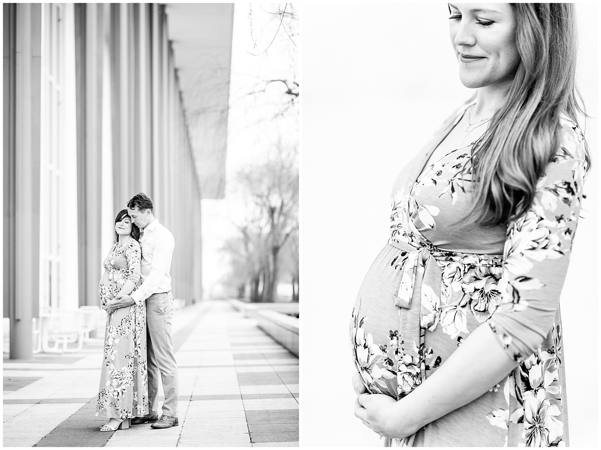 DC cherry blossoms maternity session, D.C. photos, spring maternity photos, sunrise maternity photos, DC sunrise, DC maternity photos, cherry blossoms maternity photos, Rachel E.H. Photography, maternity session style, maternity photos outfit ideas, Kennedy Center maternity photos, black and white maternity photos, pregnancy photos