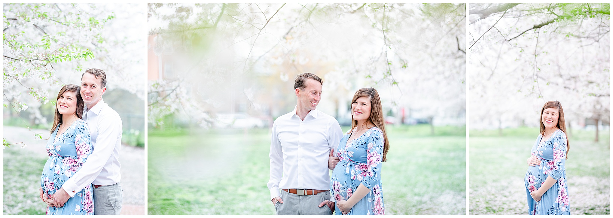 DC cherry blossoms maternity session, D.C. photos, spring maternity photos, sunrise maternity photos, DC sunrise, DC maternity photos, cherry blossoms maternity photos, Rachel E.H. Photography, maternity session style, maternity photos outfit ideas, Rose Park, Georgetown maternity photos