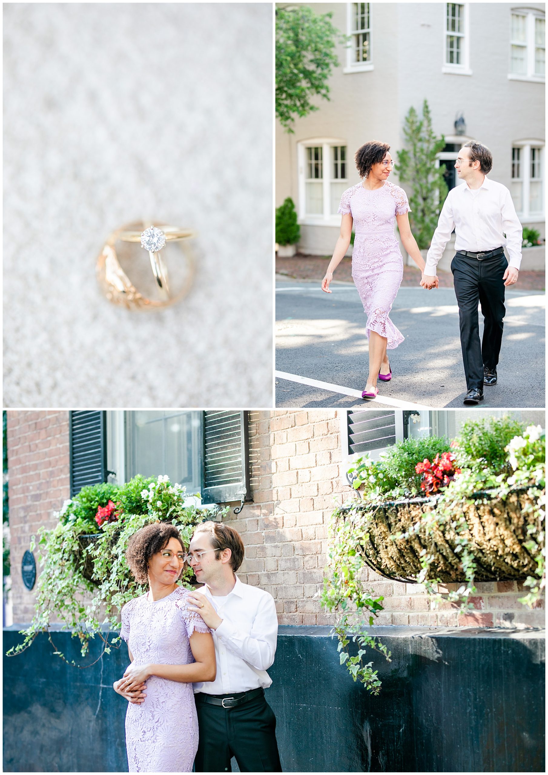 Old Town Alexandria wedding portraits, Alexandria Virginia wedding photographer, Alexandria Virginia photographer, Rachel E.H. Photography, D.C. wedding photographer, D.C. engagement photographer, D.C. photographer, Virginia wedding photographer, wedding photos, D.C. micro wedding photographer, D.C. elopement photographer, gold wedding rings, historic town, gold wedding rings