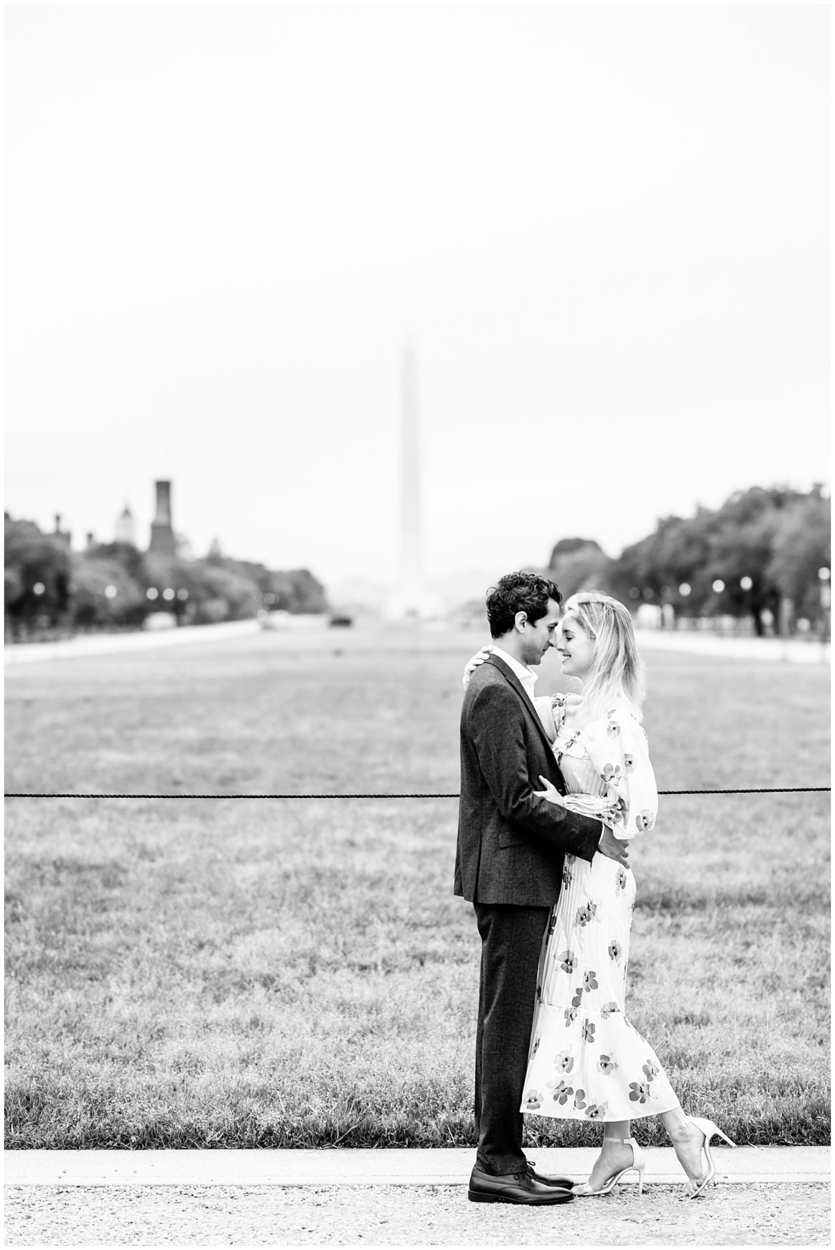 spring Capitol Hill engagement photos, Capitol Hill DC, DC Capitol Hill, DC engagement photos, DC engagement photographer, Capitol Hill photographer, Capitol Hill engagement photographer, Virginia engagement photographer, Rachel E.H. Photography, romantic portraits, spring portraits, spring engagement photos, National Mall engagement photos, floral print dress, engagement photos outfits, romantic black and white portraits