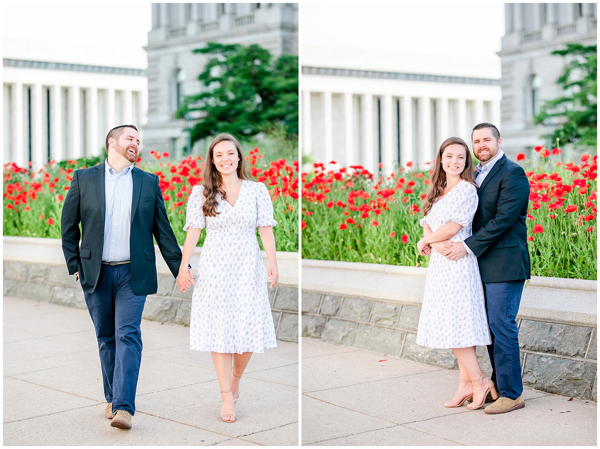 Capitol Hill engagement session, Capitol Hill portraits, D.C. engagement photography, D.C. engagement photographer, D.C. Capitol Hill D.C., DC photography, engagement photography, Rachel E.H. Photography, classic engagement photos, spring engagement photos, poppies
