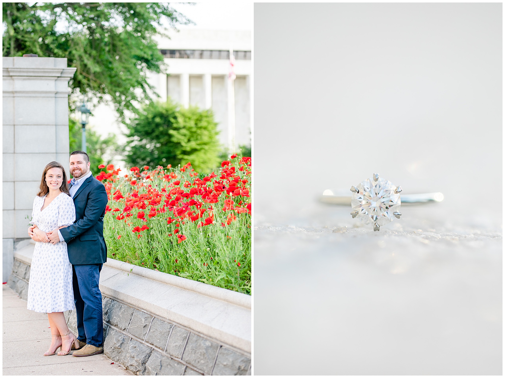 Capitol Hill engagement session, Capitol Hill portraits, D.C. engagement photography, D.C. engagement photographer, D.C. Capitol Hill D.C., DC photography, engagement photography, Rachel E.H. Photography, classic engagement photos, spring engagement photos, round solitaire engagement ring