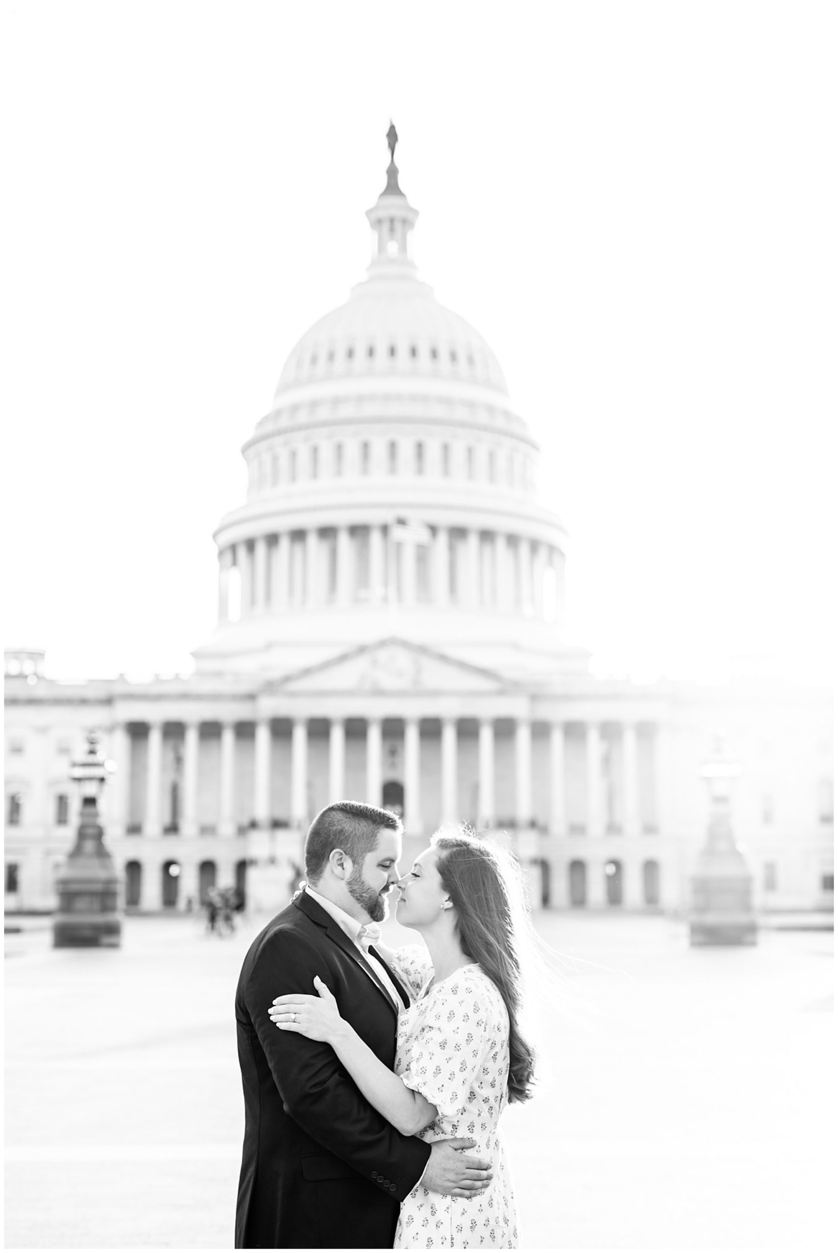Capitol Hill engagement session, Capitol Hill portraits, D.C. engagement photography, D.C. engagement photographer, D.C. Capitol Hill D.C., DC photography, engagement photography, Rachel E.H. Photography, classic engagement photos, spring engagement photos, black and white engagement photo