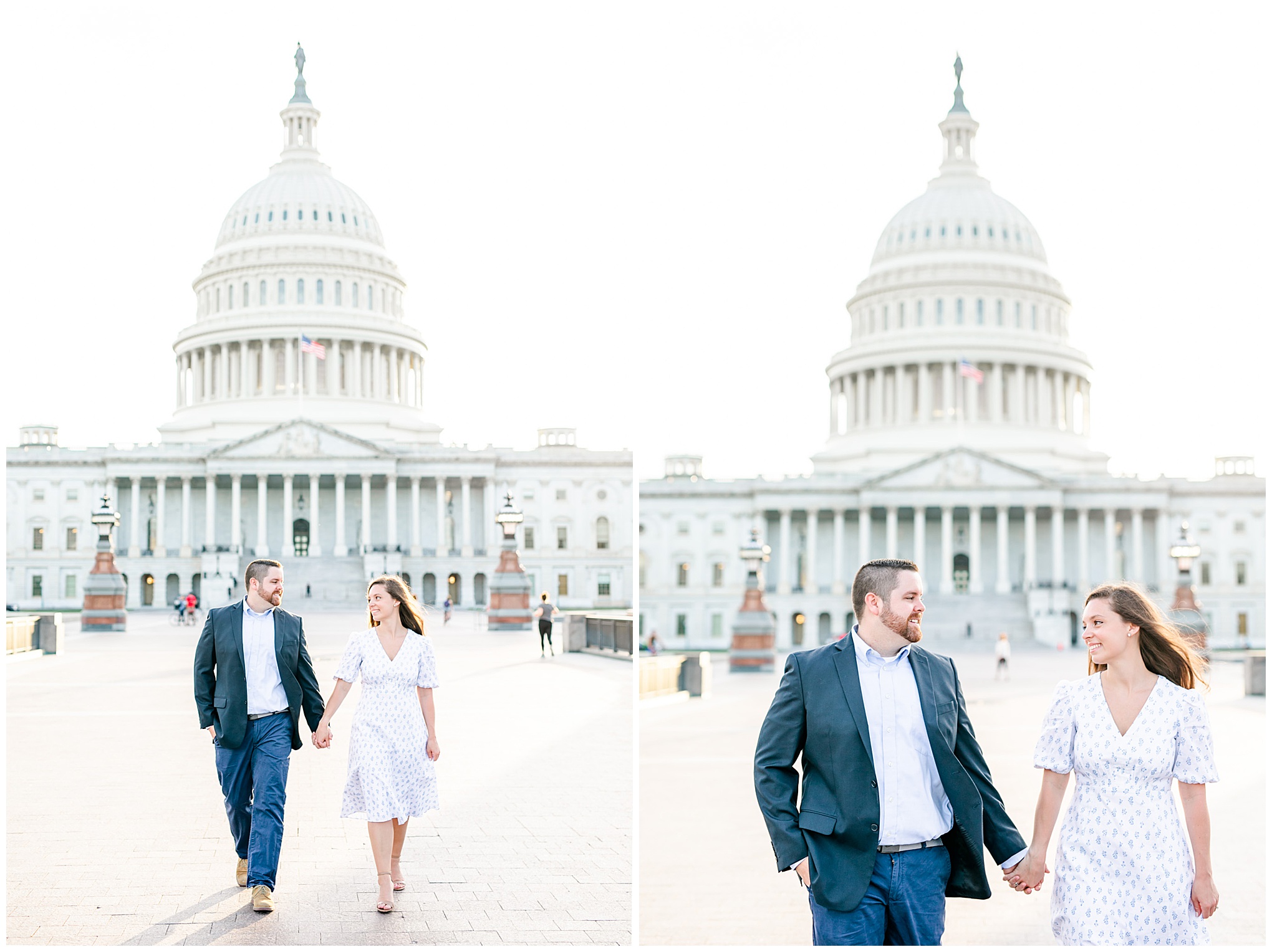 Capitol Hill engagement session, Capitol Hill portraits, D.C. engagement photography, D.C. engagement photographer, D.C. Capitol Hill D.C., DC photography, engagement photography, Rachel E.H. Photography, classic engagement photos, spring engagement photos, couple walking