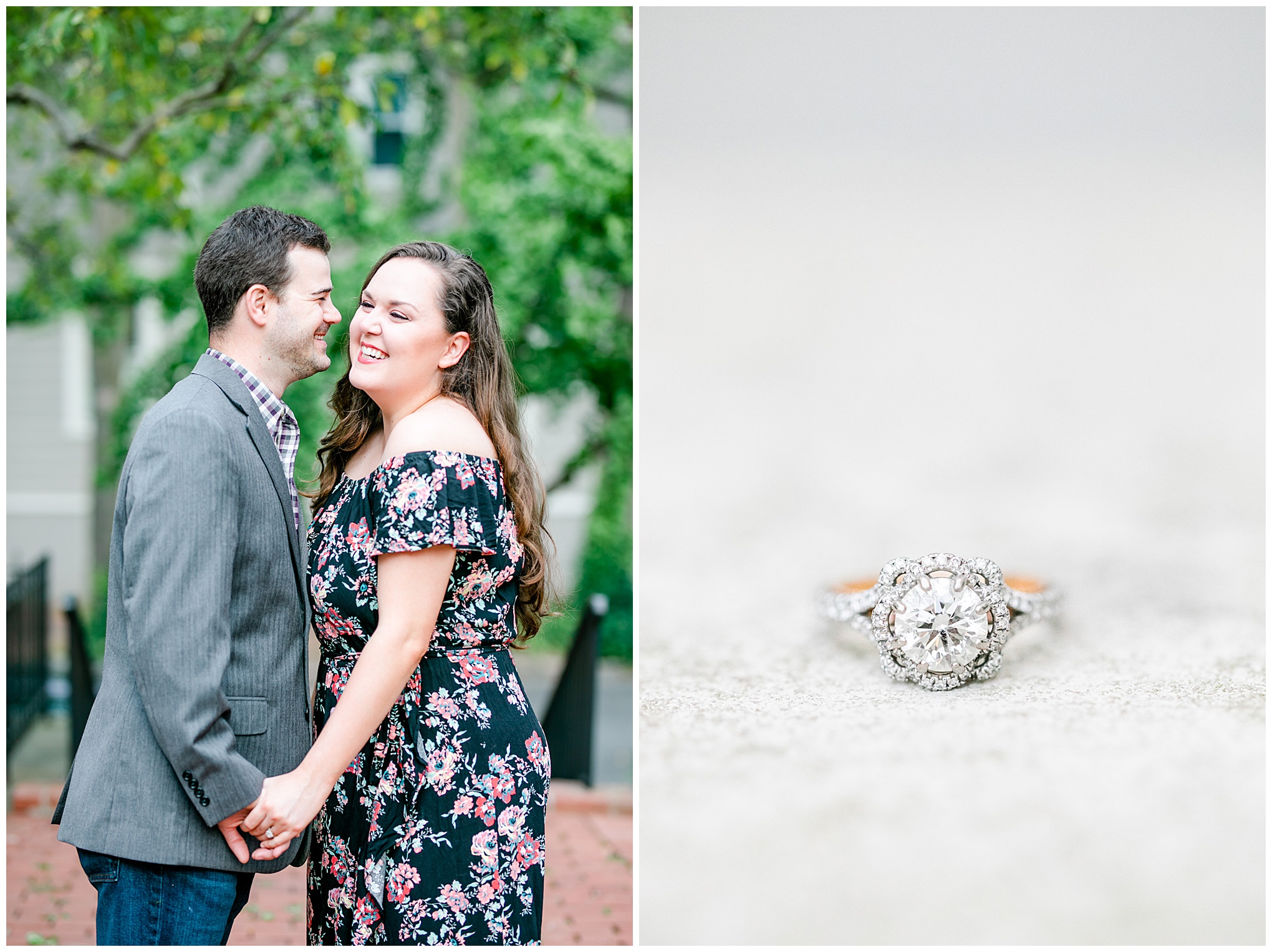 Georgetown DC engagement photos, Washington DC wedding photographer, Washington DC photographer, Rachel E.H. Photography, REHP love birds, casual engagement photos, summer engagement photos, outdoor engagement photos, natural light engagement photos, historic DC engagement photos, Tacori style engagement ring