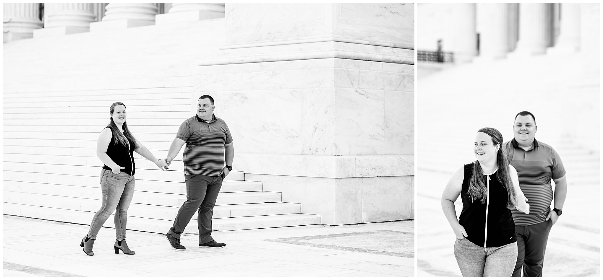 summer Capitol Hill engagement photos, Capitol Hill, Washington DC engagement photos, DC engagement photographer, DC wedding photographer, Rachel E.H. Photography, U.S. Capitol, summer engagement photos, engaged couple, engagement portraits, black and white engagement photos, Supreme Court, casual engagement photos, black and white engagement photos, couple walking