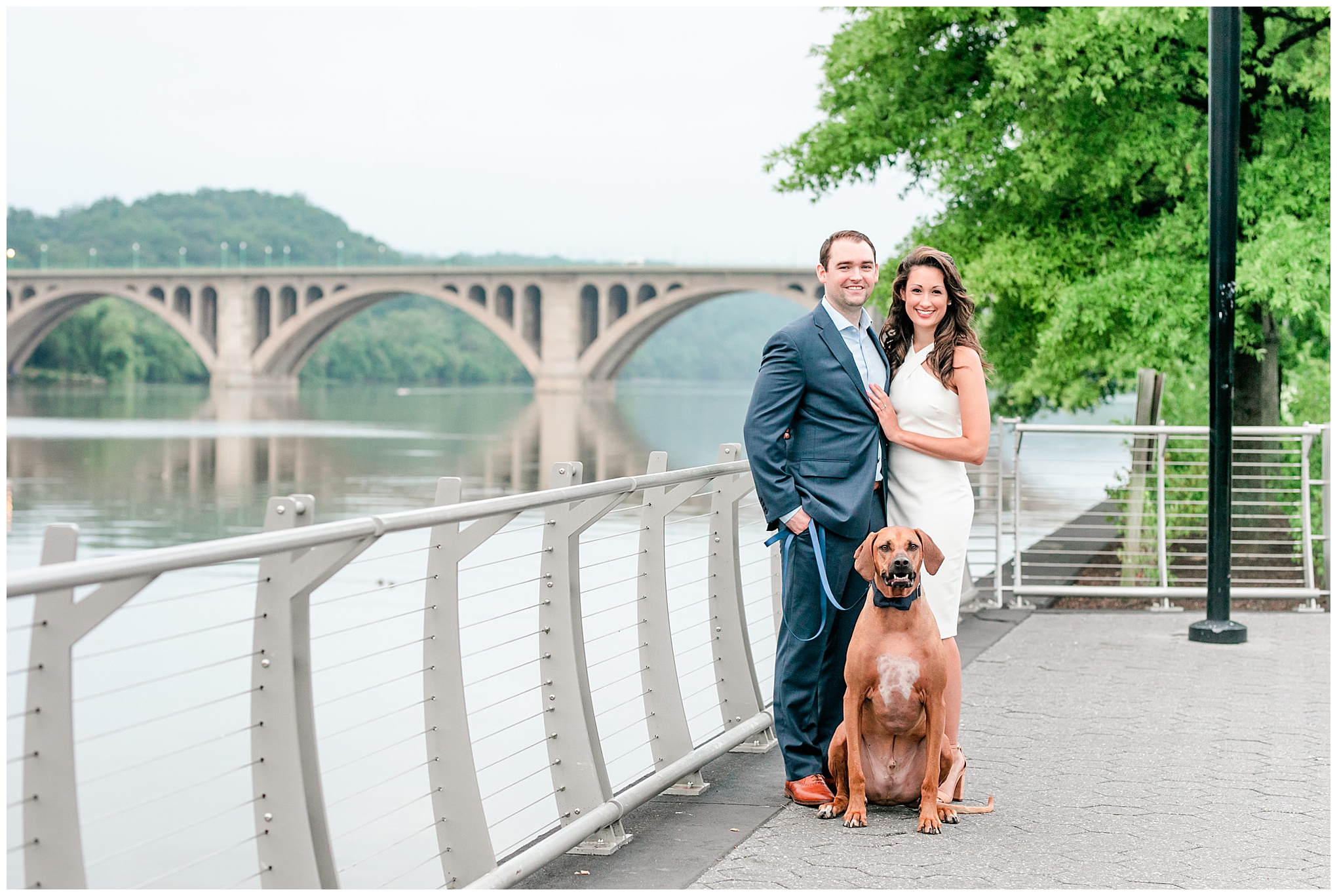 summer Georgetown engagement photos, DC engagement photos, classic engagement photos, summer engagement photos, summer engagement photo outfits, classic engagement photo outfits, Rachel E.H. Photography, DC wedding photographer, DC engagement photographer, DC proposal photographer, DC photographer, couple with dog