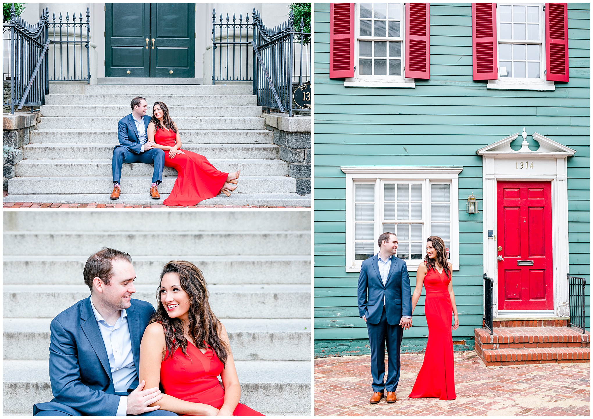 summer Georgetown engagement photos, DC engagement photos, classic engagement photos, summer engagement photos, summer engagement photo outfits, classic engagement photo outfits, Rachel E.H. Photography, DC wedding photographer, DC engagement photographer, DC proposal photographer, DC photographer, red white and blue aesthetic, red gown