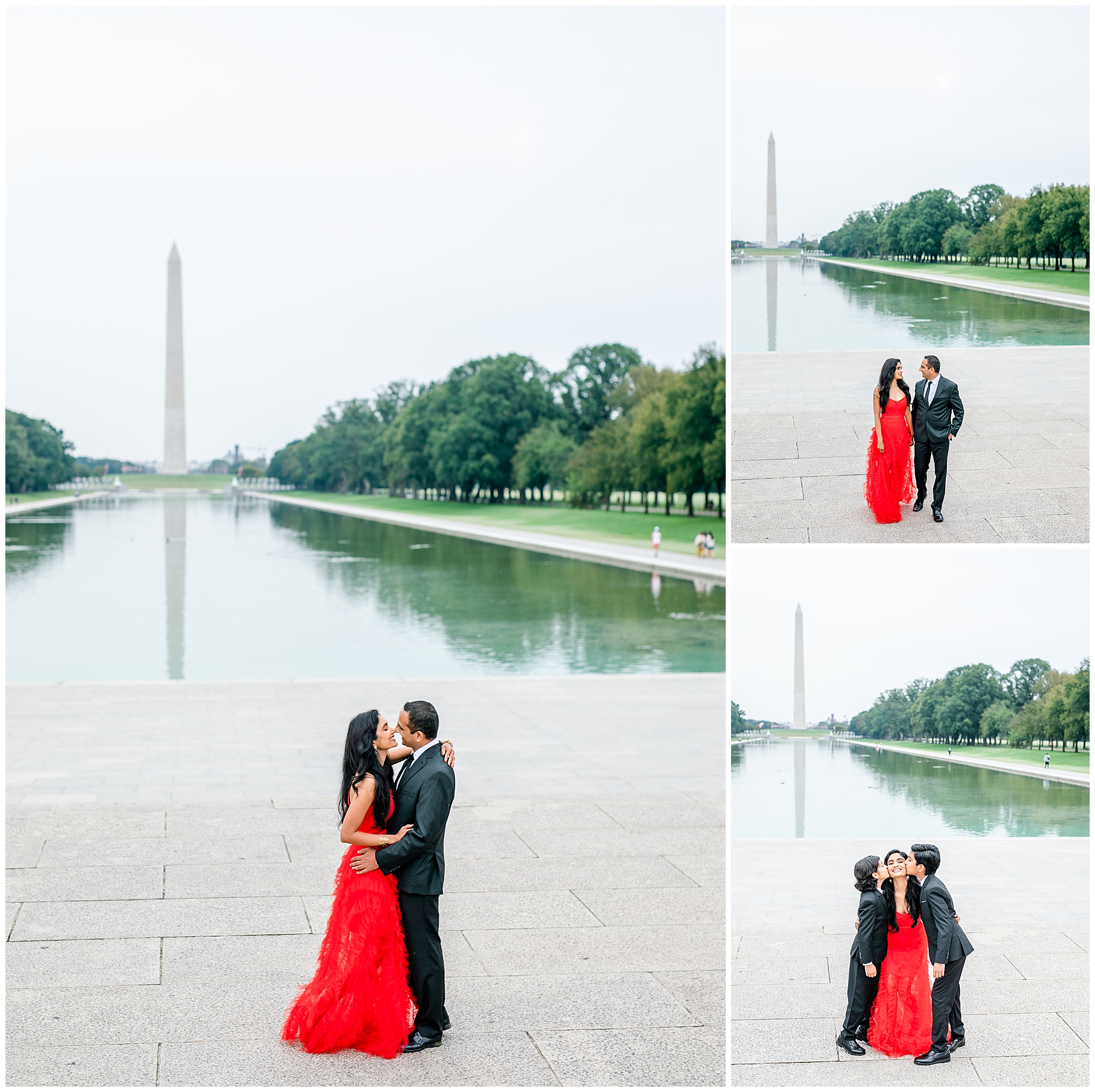 formal Lincoln Memorial family photos, formal family portraits, Lincoln Memorial portraits, Washington DC family photos, National Mall portraits, Rachel E.H. Photography, formal family photos, DC photographer, red gown, romantic portraits, mother and sons