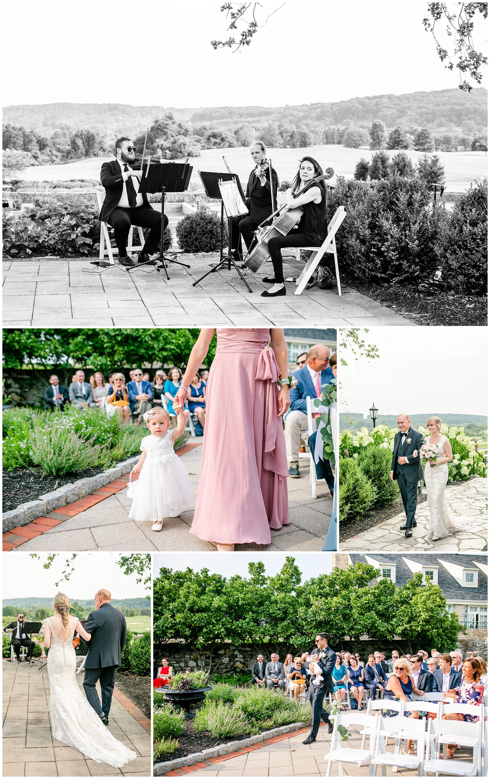 mid-summer Hayfields Country Club, Hunt Valley wedding, Baltimore wedding photographer, Rachel E.H. Photography, DC wedding photographer, summer wedding, pink and navy aesthetic, Washington DC wedding photography, Baltimore wedding photography, wedding processional, string trio