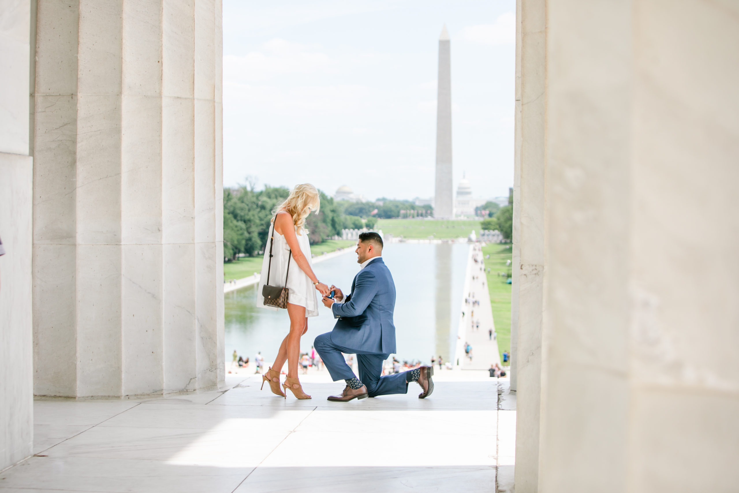 Lincoln Memorial proposal, Lincoln Memorial surprise proposal, DC surprise proposal, surprise proposal DC, DC proposal photographer, DC engagement, DC engagement photographer, Rachel E.H. Photography, summer proposal, proposal ideas,