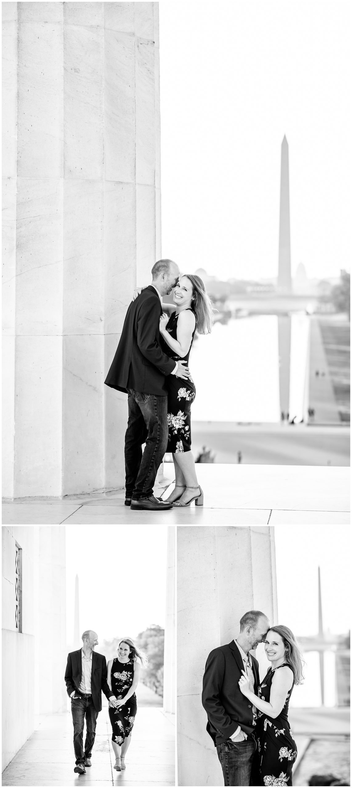 casual Lincoln Memorial engagement photos, casual engagement photos, DC engagement photos, DC engagement photographer, DC wedding photographer, natural light engagement photos, National Mall engagement photos, Rachel E.H. Photography, summer engagement photos, DC couple, LINCOLN MEMORIAL engagement photos, black and white engagement photos