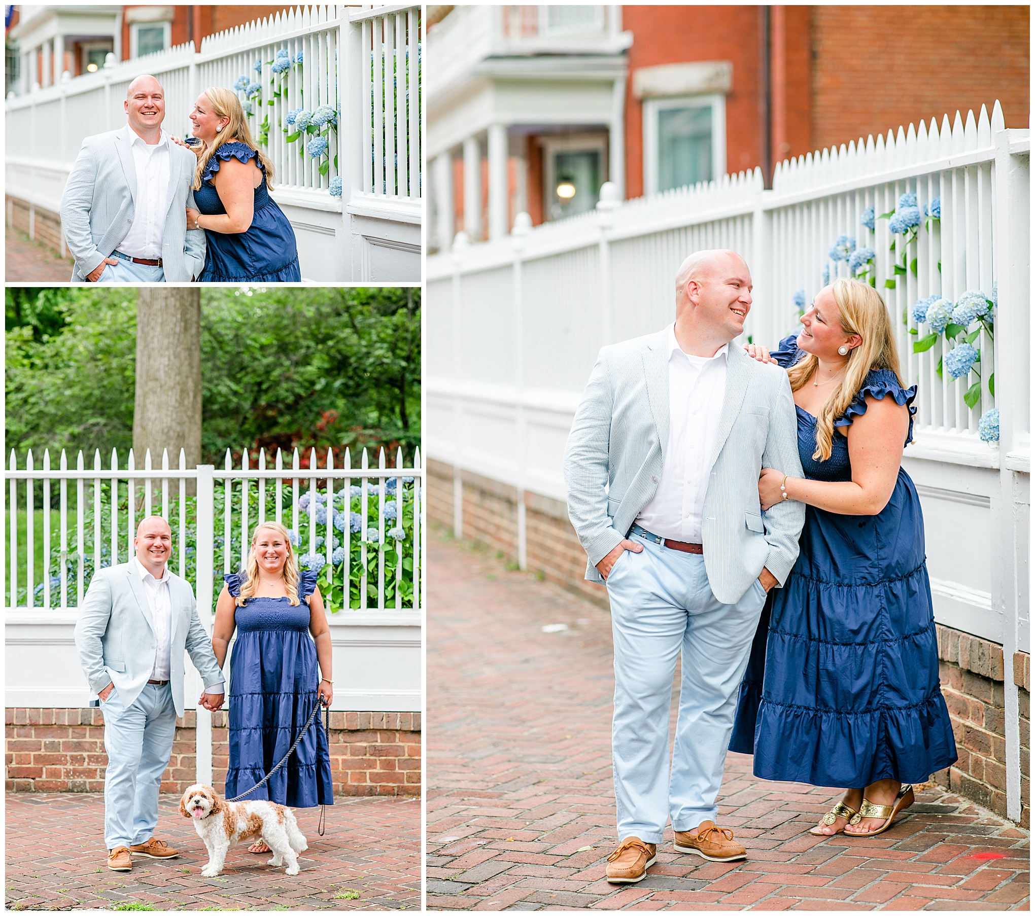 late spring Annapolis engagement photos, nautical engagement photos, Annapolis Maryland, Maryland engagement photos, MD wedding photographer, MD engagement photos, all American engagement photos, downtown Annapolis engagement photos, Annapolis photographer, Rachel E.H. Photography, summer engagement photos, red white and blue aesthetic, blue hydrangea