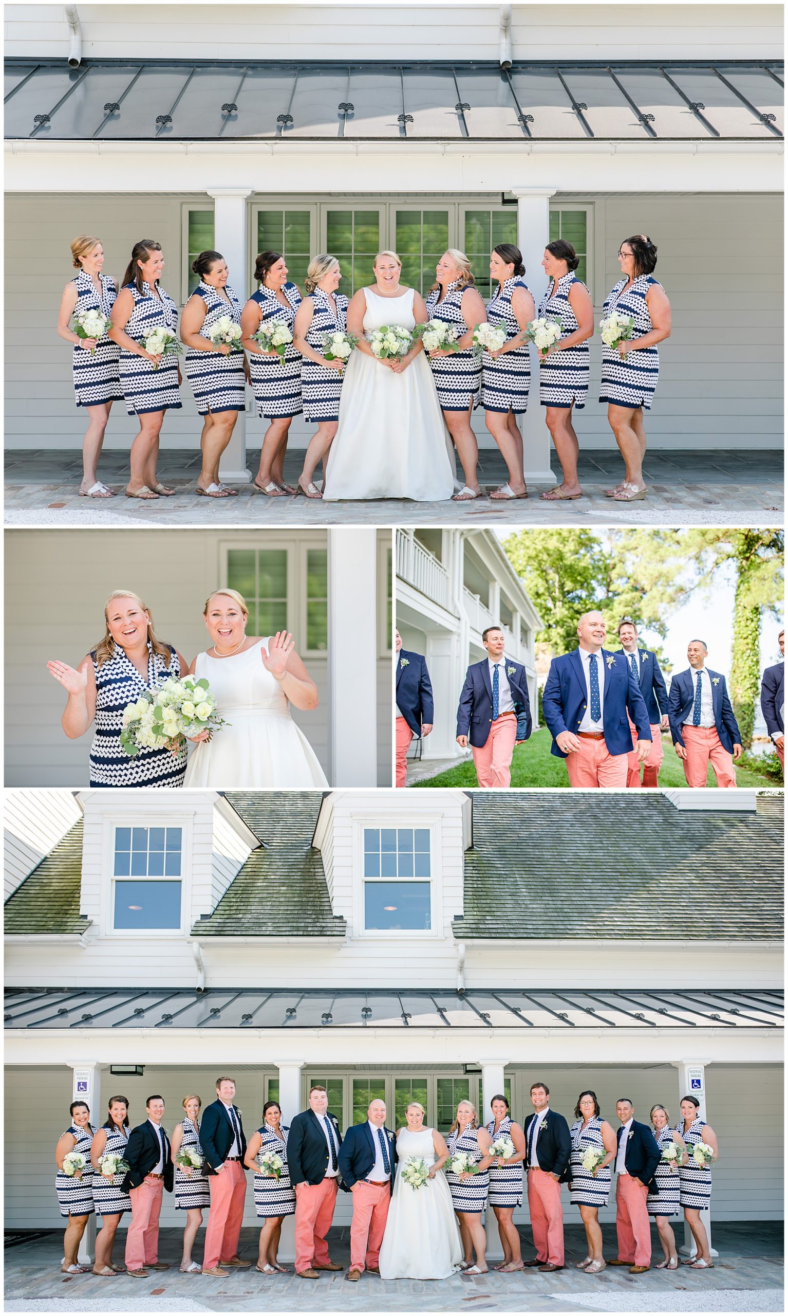 Nantucket inspired Gibson Island Club wedding, nautical wedding inspiration, Annapolitan wedding inspiration, Gibson Island Club wedding photography, Gibson Island Club wedding photographer, Annapolis wedding photographer, Baltimore wedding photographer, Maryland wedding photographer, nautical aesthetic, Annapolis wedding inspiration, Rachel E.H. Photography, bride with bridesmaids, bride with maid of honor, groom with groomsmen, bride and groom with wedding party, bridesmaids in Sail to Sable dresses