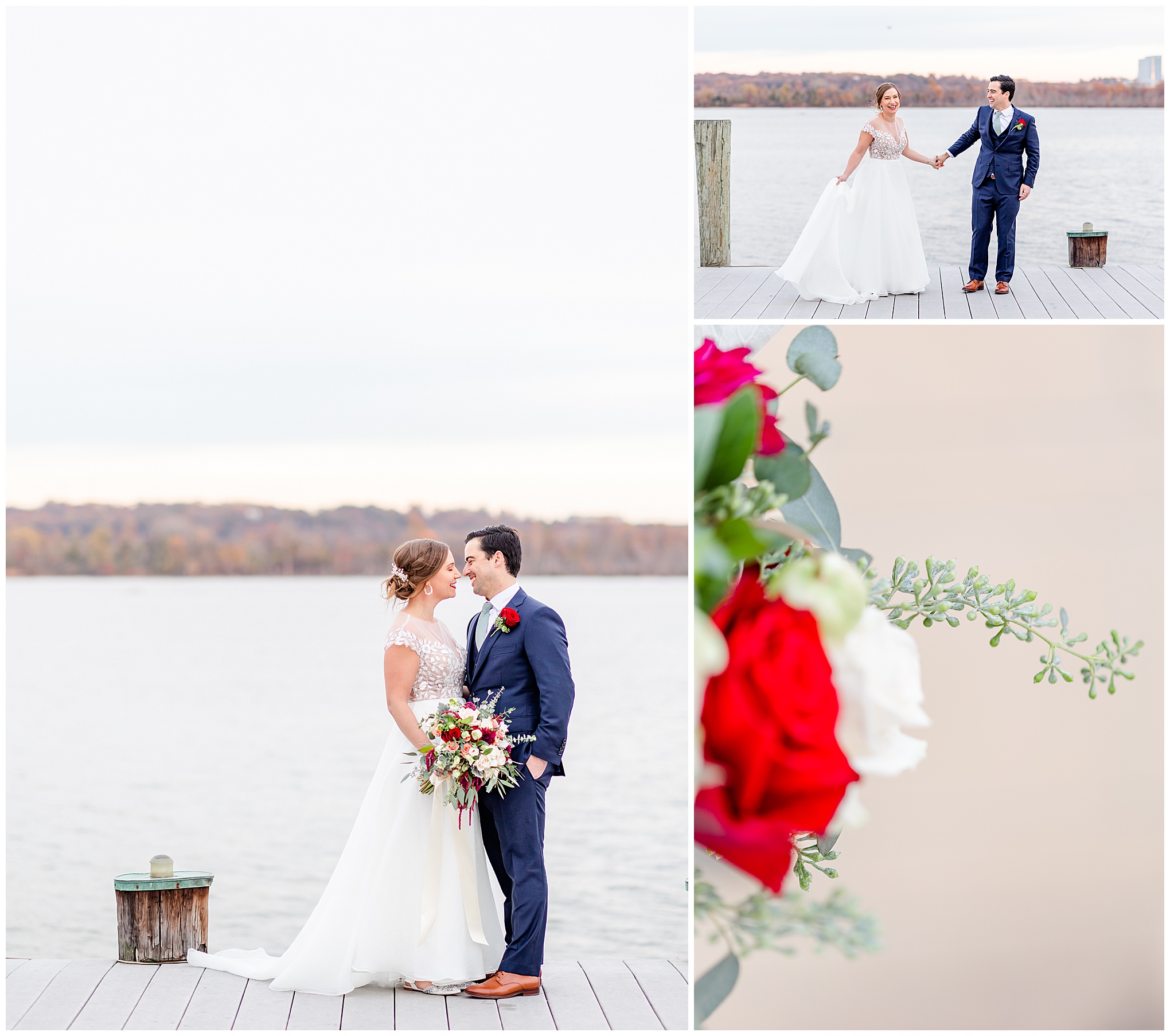 Lorien Alexandria winter wedding, Old Town Alexandria wedding, Alexandria Virginia wedding, DC micro wedding, northern Virginia wedding photographer, Alexandria Virginia wedding photographer, DC wedding photographer, winter wedding aesthetic, Rachel E.H. Photography, bride and groom almost kissing on dock, bride and groom slow dancing on dock