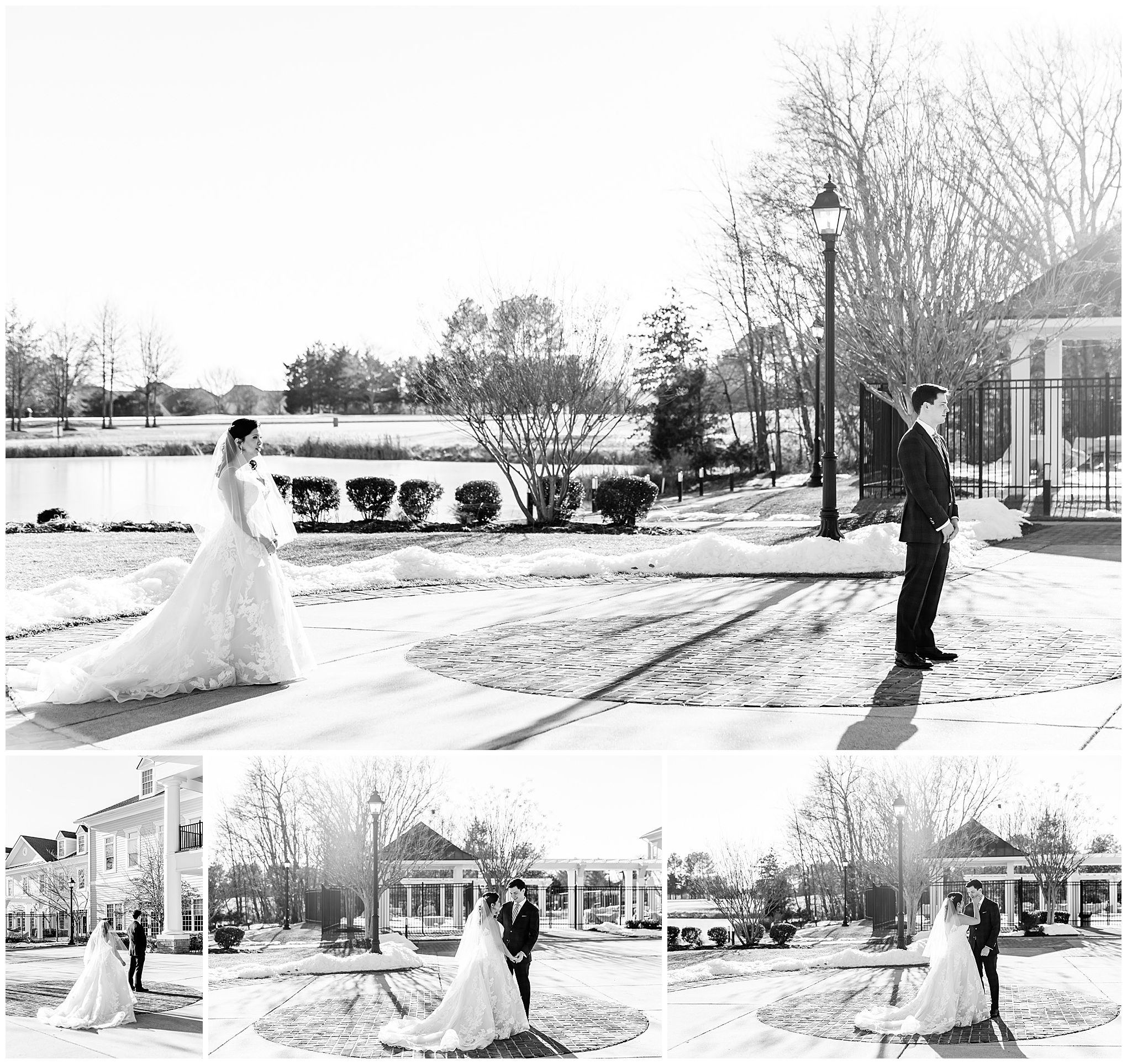 Regency at Dominion Valley wedding, Virginia country club wedding, Haymarket Virginia wedding, northern Virginia wedding, winter wedding, winter wedding aesthetic, DC micro wedding, northern Virginia wedding venues, classic winter wedding, Rachel E.H. Photography, black and white, bride and groom first look