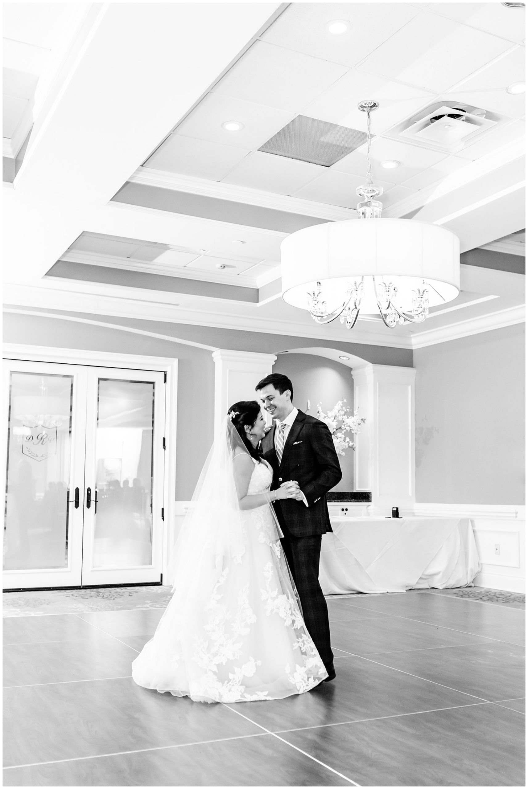 Regency at Dominion Valley wedding, Virginia country club wedding, Haymarket Virginia wedding, northern Virginia wedding, winter wedding, winter wedding aesthetic, DC micro wedding, northern Virginia wedding venues, classic winter wedding, Rachel E.H. Photography, wedding dress from Global Bridal Gallery by Casablanca, bride and groom doing first dance