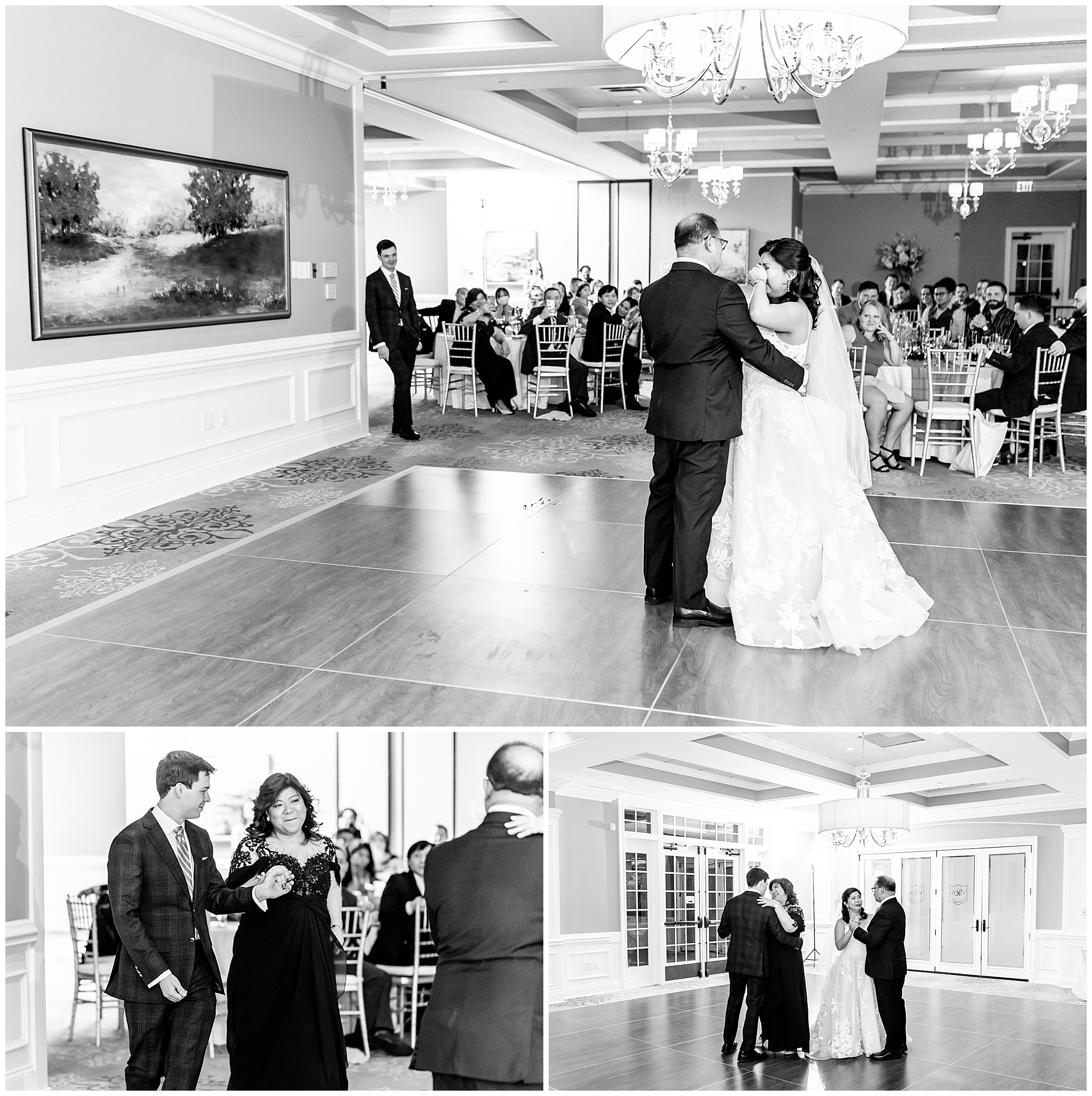 Regency at Dominion Valley wedding, Virginia country club wedding, Haymarket Virginia wedding, northern Virginia wedding, winter wedding, winter wedding aesthetic, DC micro wedding, northern Virginia wedding venues, classic winter wedding, Rachel E.H. Photography, groom dancing with mother, bride dancing with father